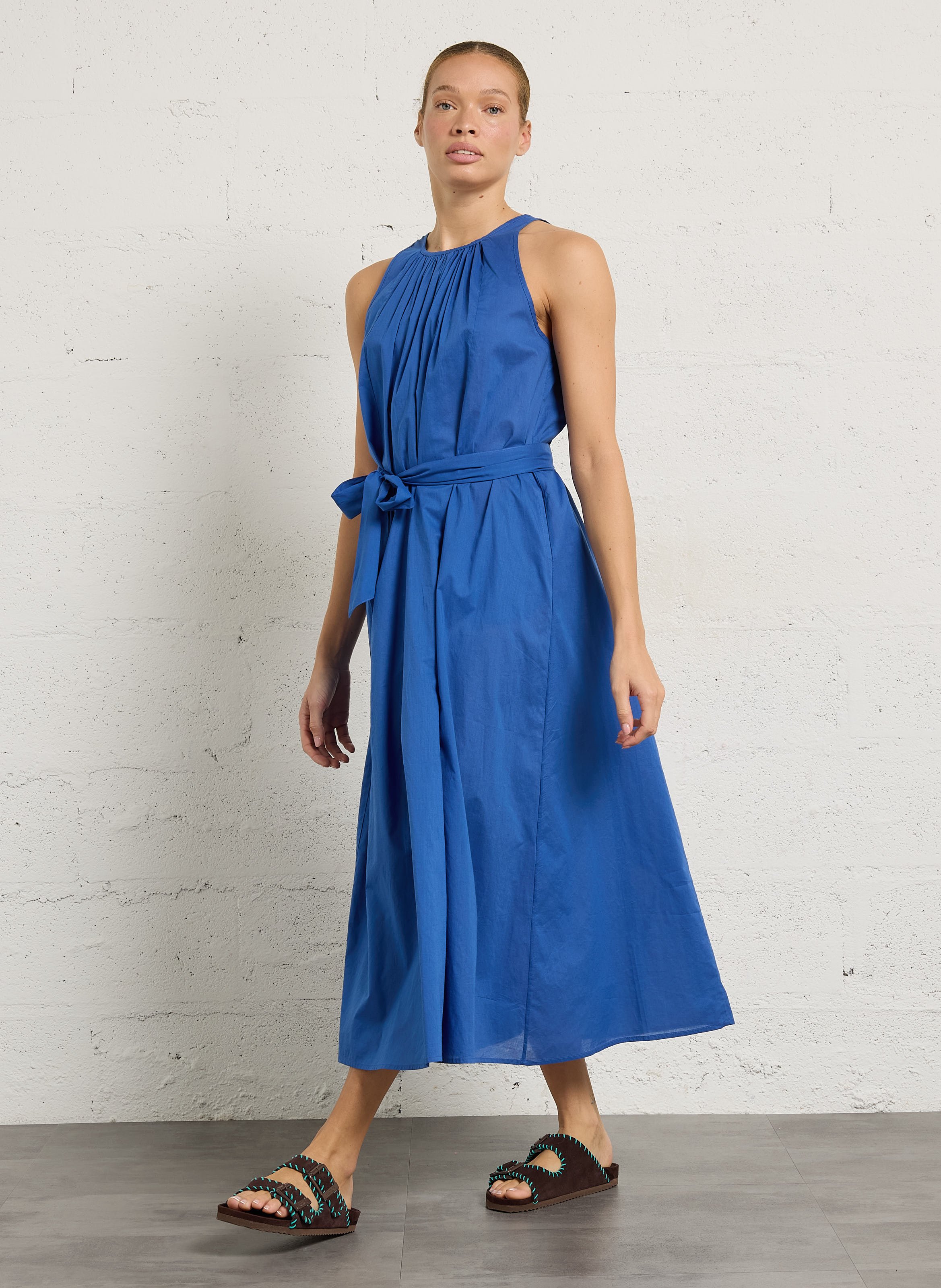 Long loose-fit cotton dress BELLEPIECE Blue