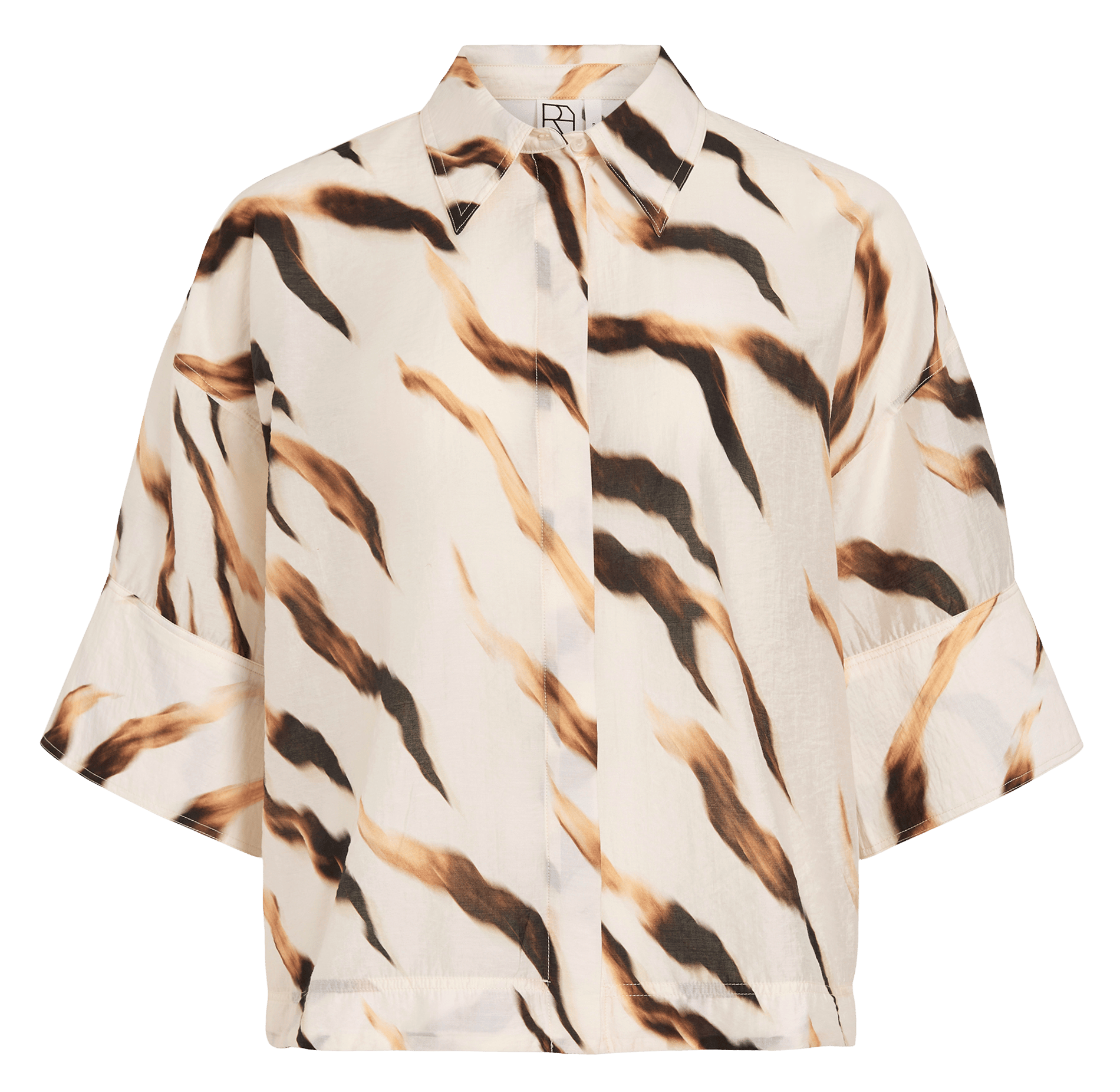 Bedruckte Bluse mit klassischem Kragen ROUGE EDIT Beige