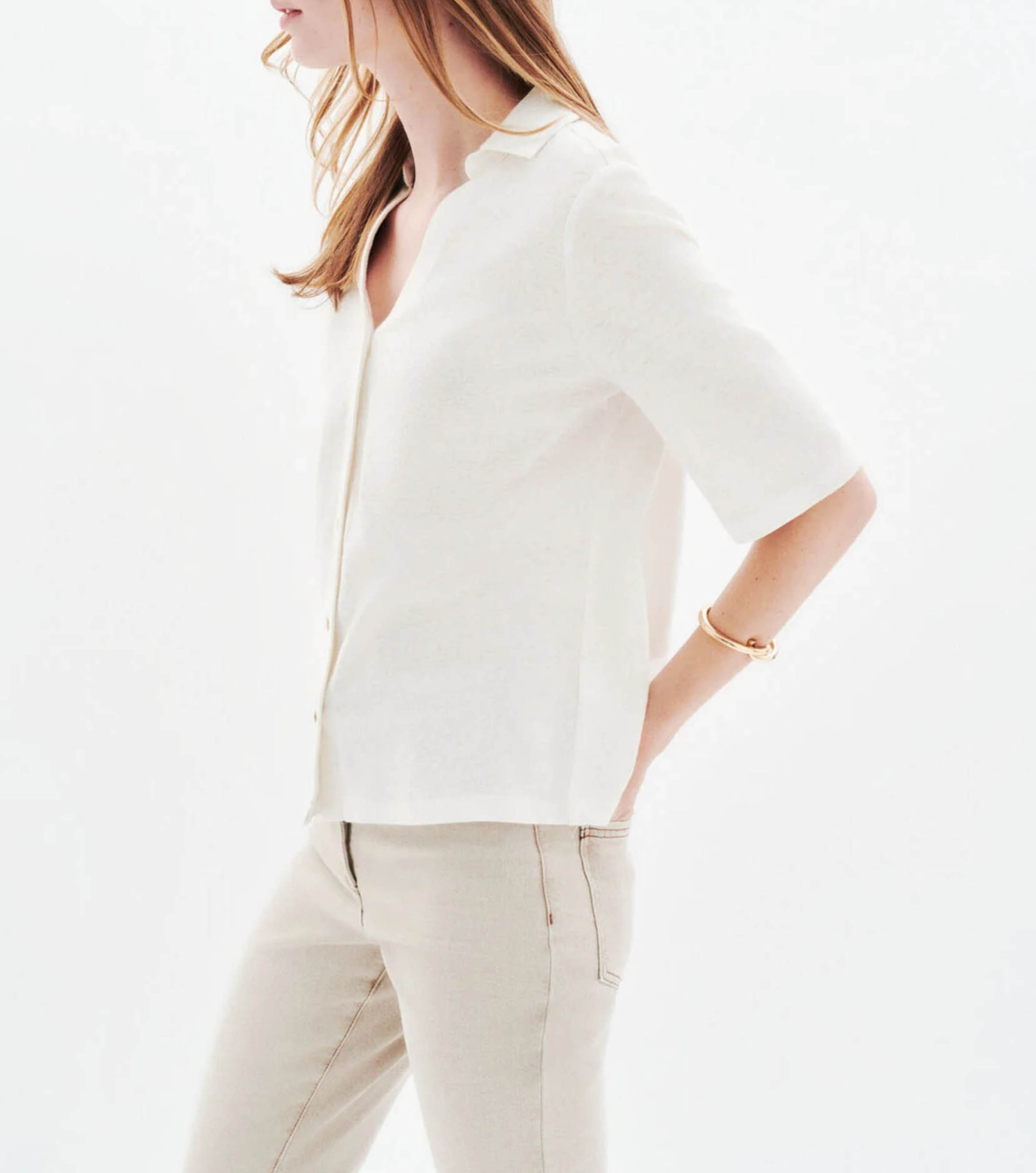 Shirt met korte mouwen en V-hals CAROLL Beige