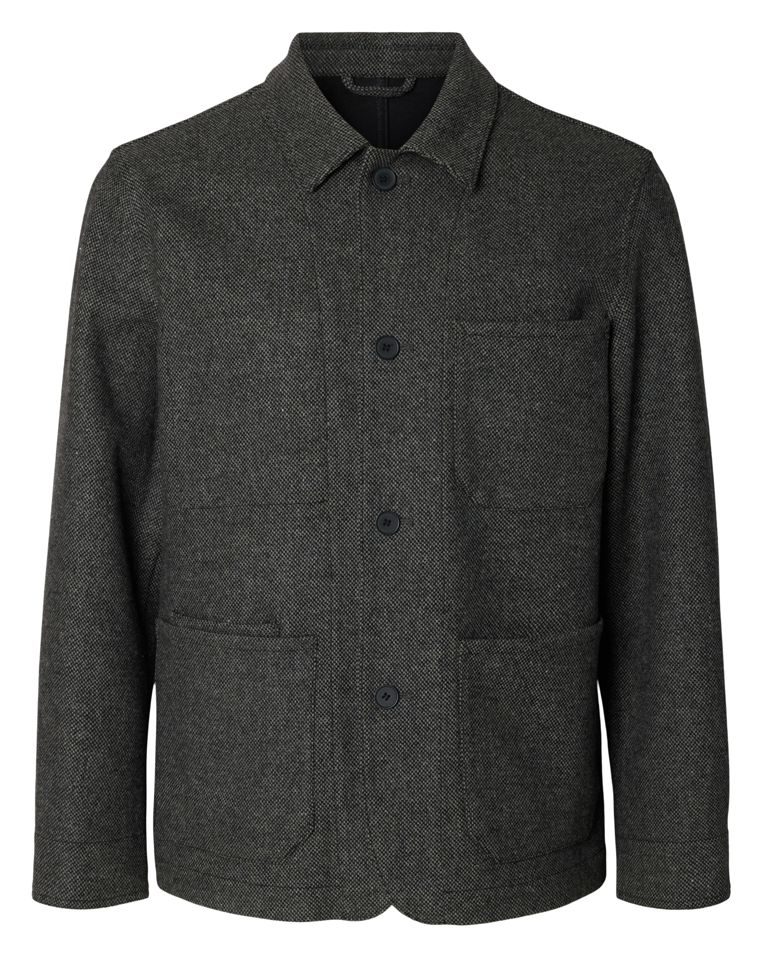Chemise droite en laine mélangée SELECTED Grijs