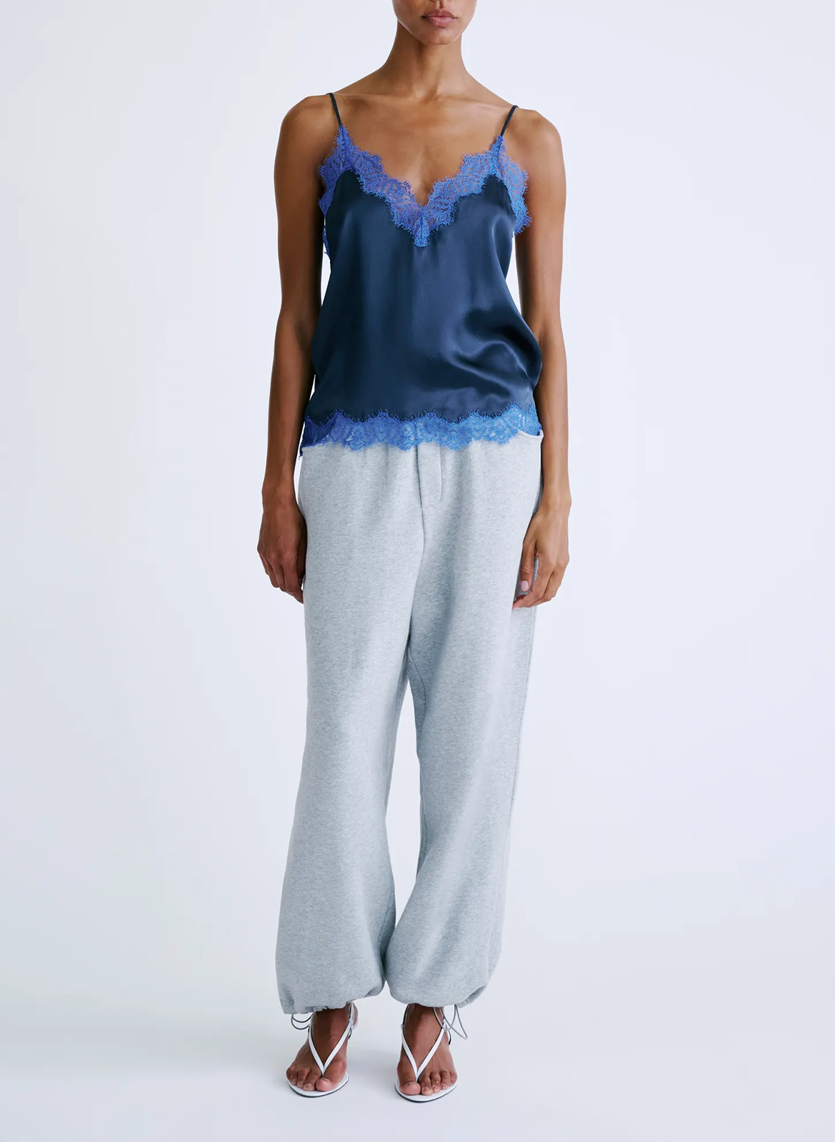 Seidentop mit Spitze LOVE STORIES Blau