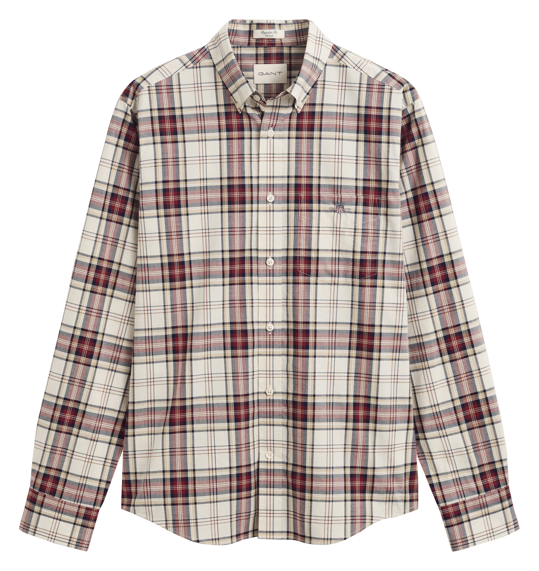 Chemise à carreaux col classique en coton GANT Rouge