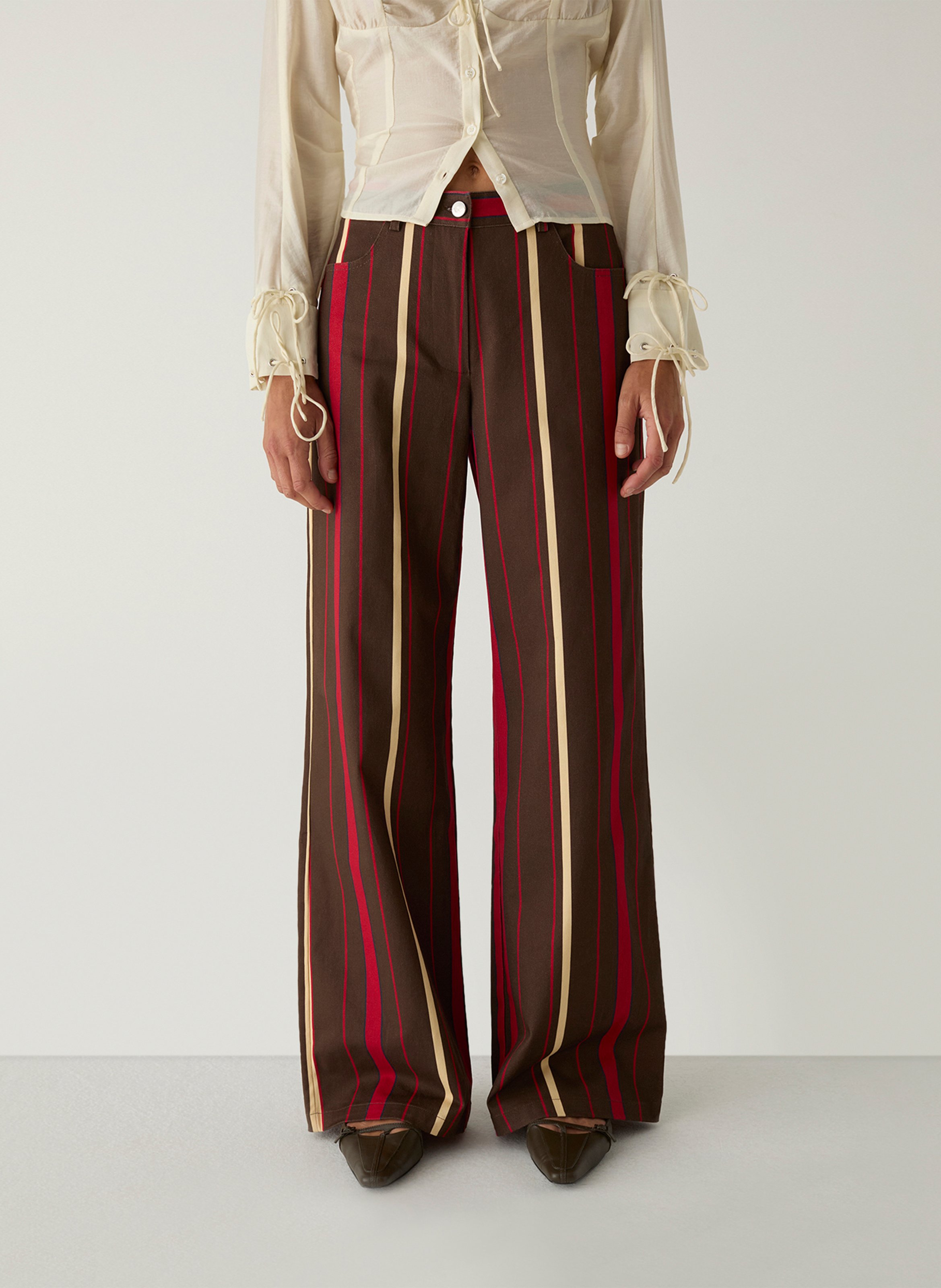 Pantalon droit en coton mélangé LAAGAM Marron
