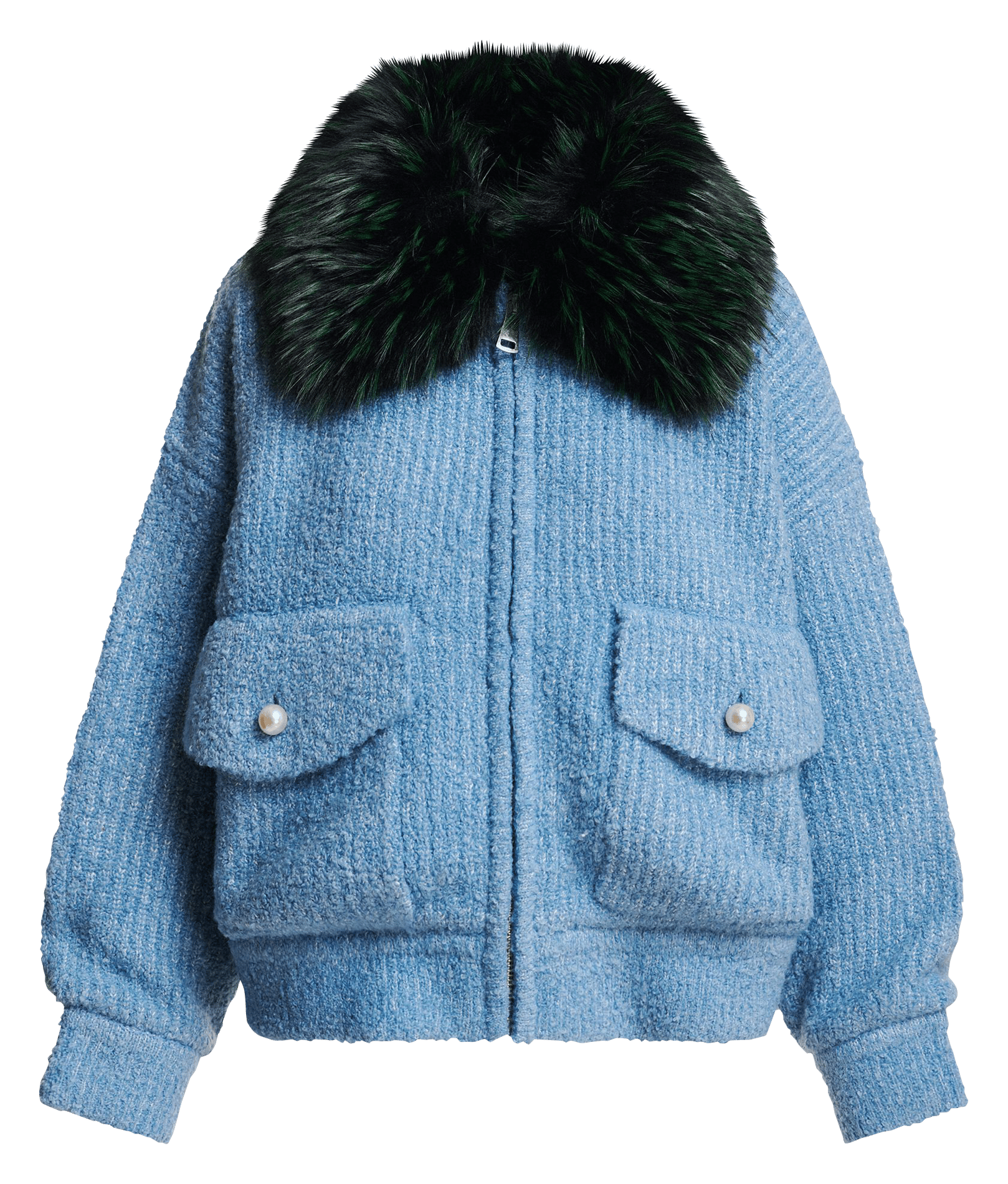 Oversized aviator jacket with removable collar | Blue ESSENTIEL ANTWERP Women