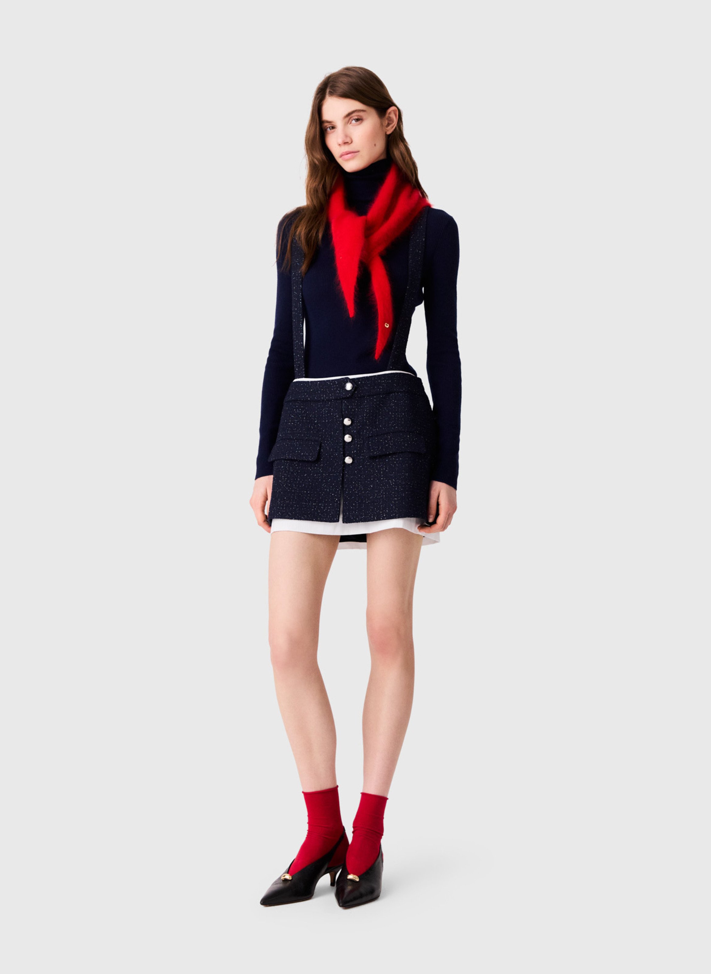 Kort en tweed met contrast MAJE Blauw