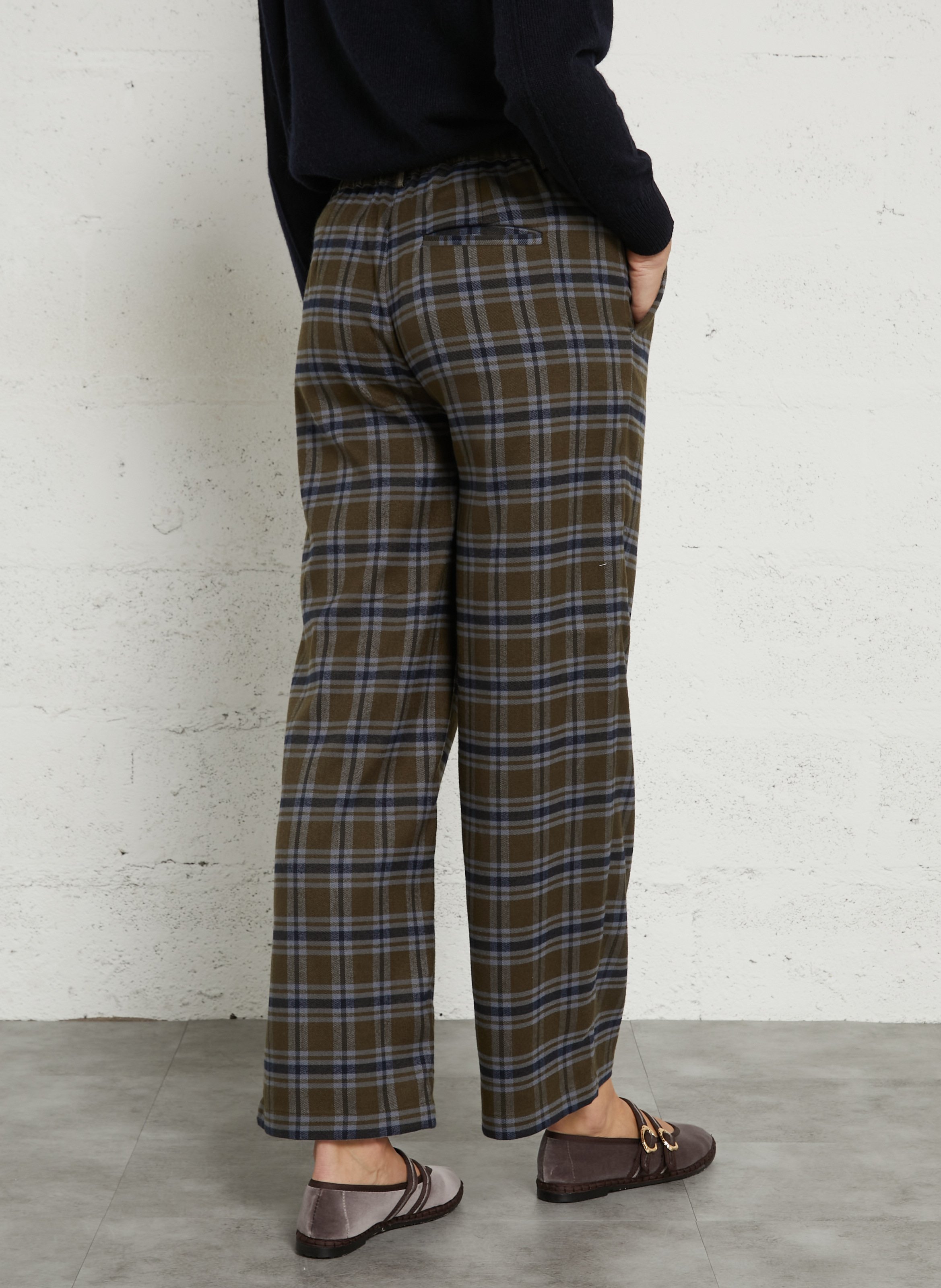 Pantalon droit à carreaux BELLA JONES Kaki
