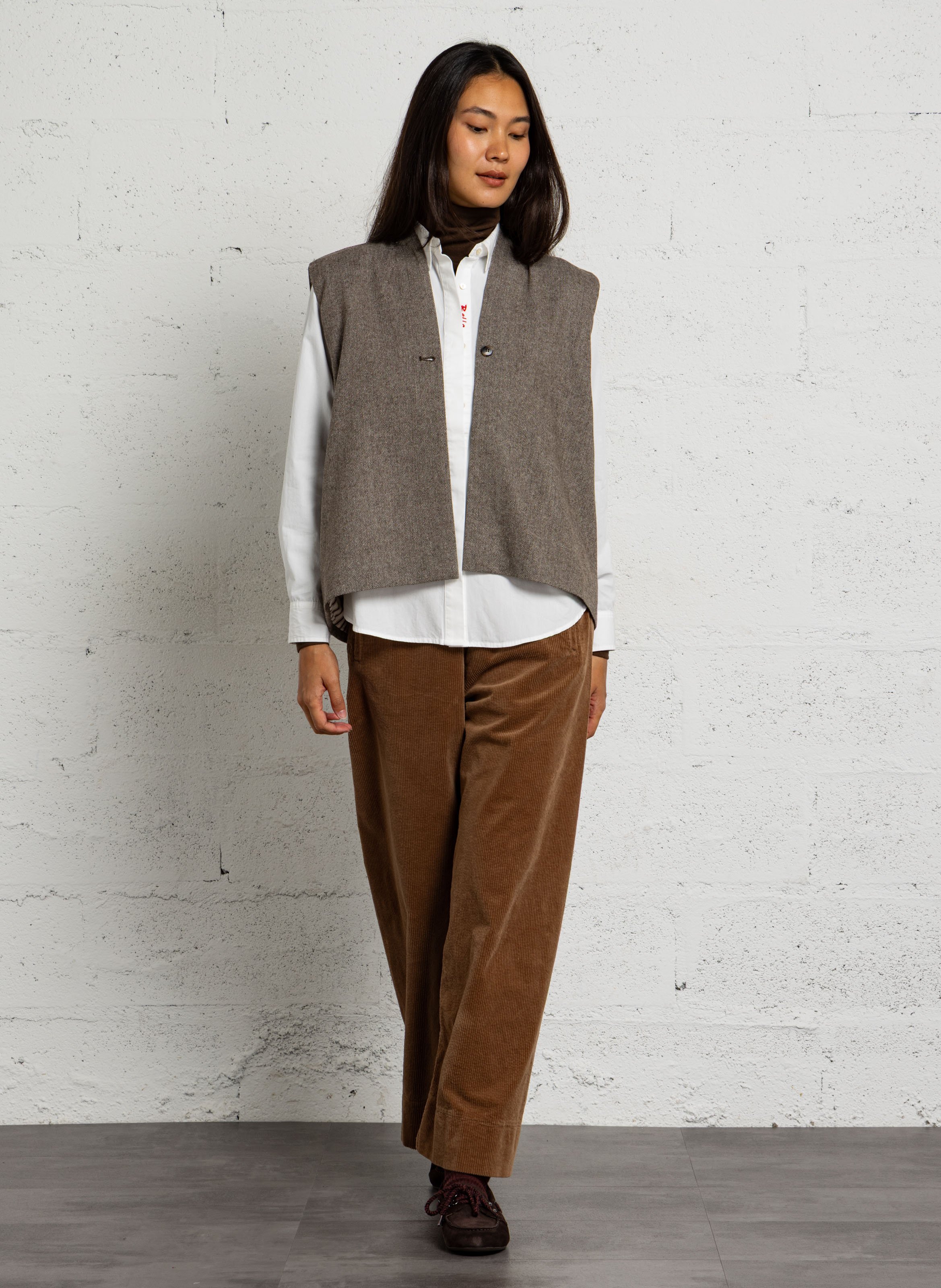 Vest met V-hals | wolblend HOD PARIS Bruin