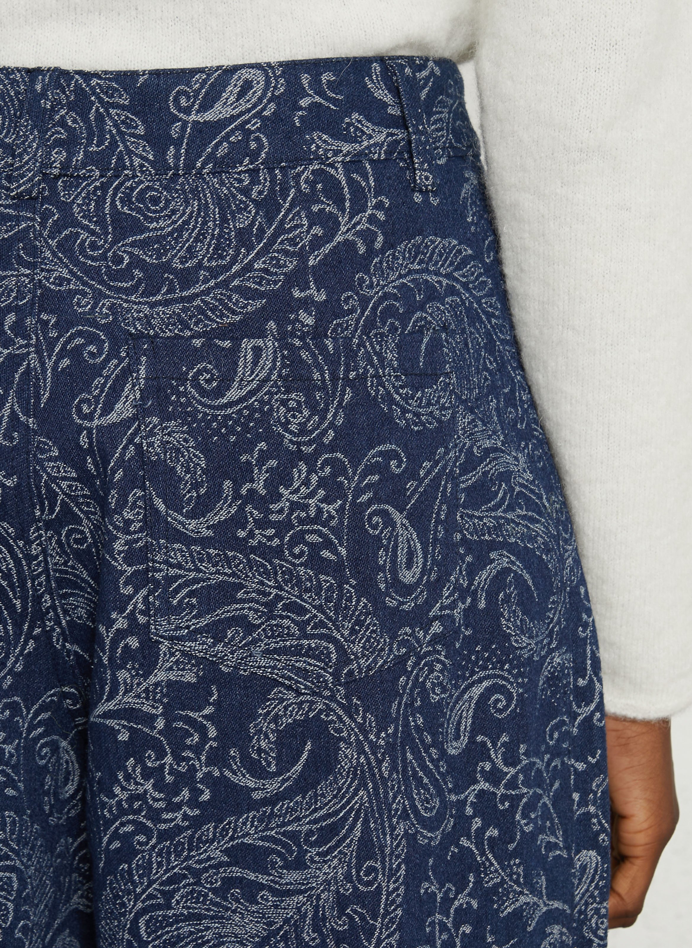 Weites, besticktes Jeans aus gemischter Baumwolldenim THE KORNER Blau
