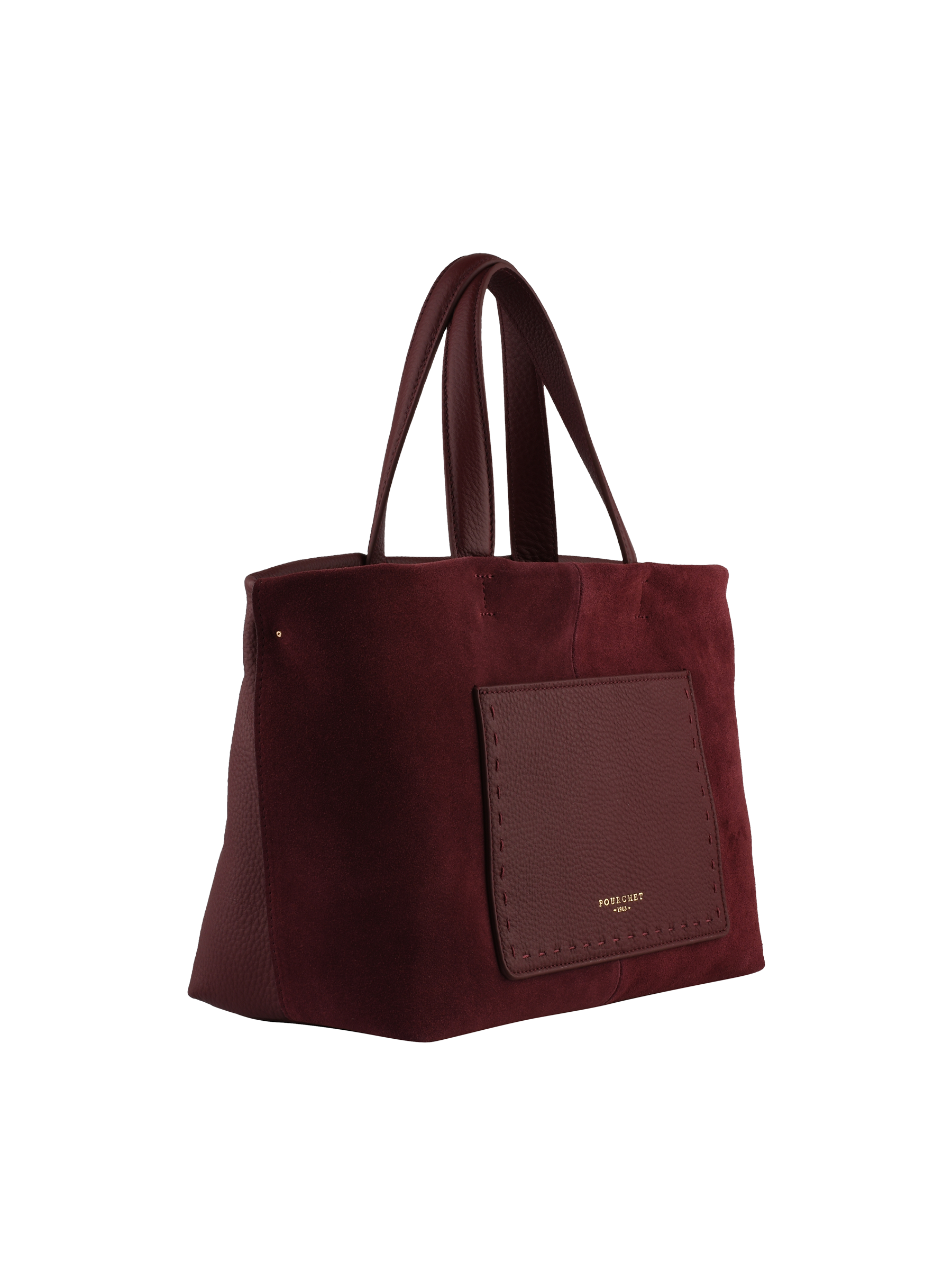Cowhide suede-style tote bag | Red POURCHET Women