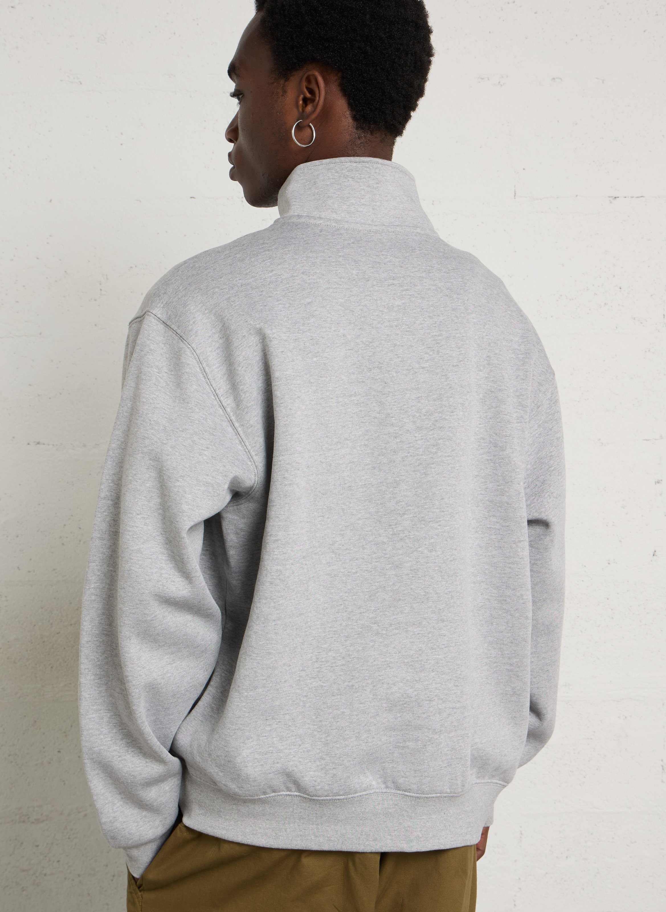 Ruimvallende trui met opstaande kraag | katoenblend THE NORTH FACE Grijs