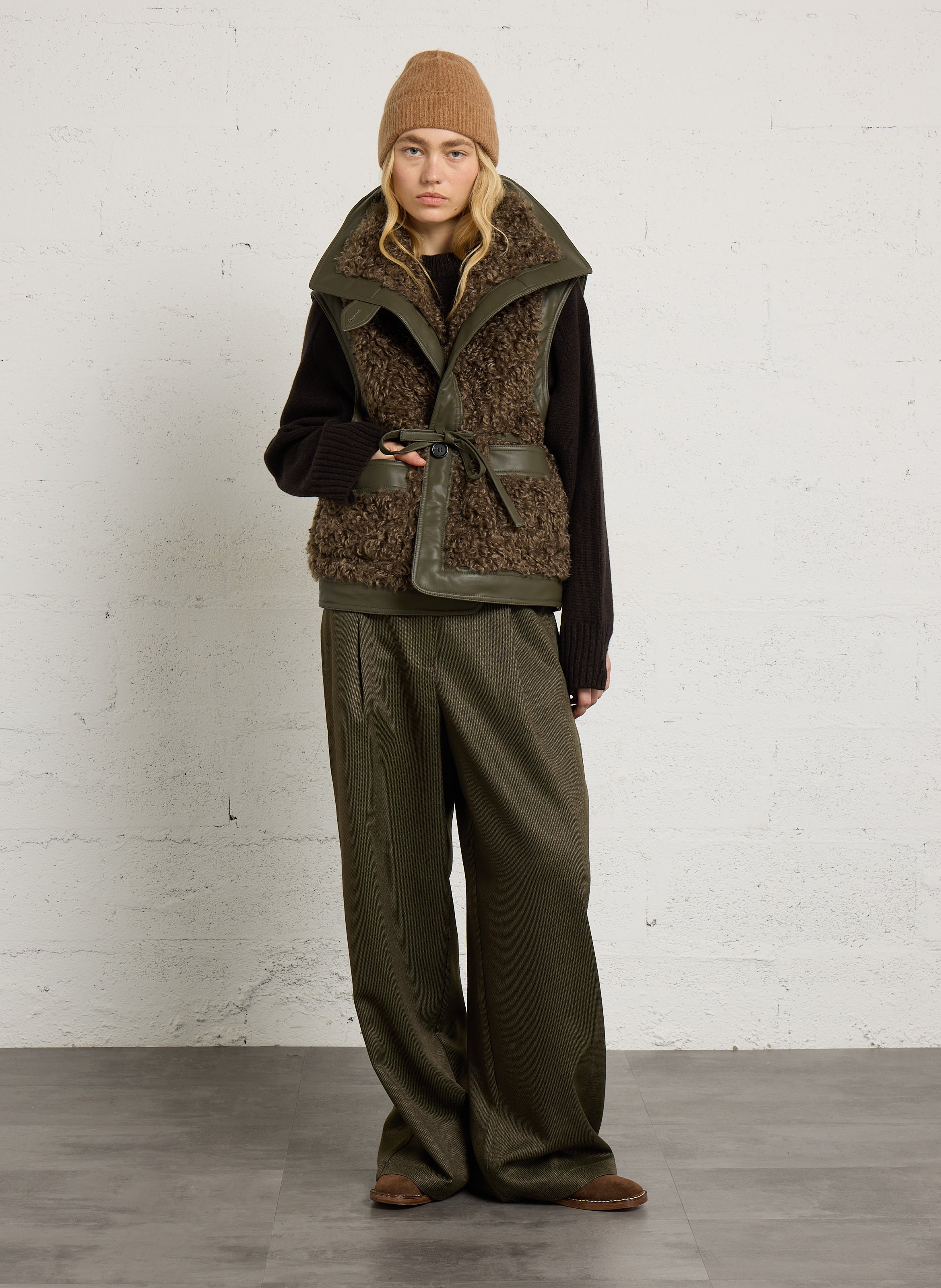 Veste sans manches droite réversible LEON & HARPER Kaki