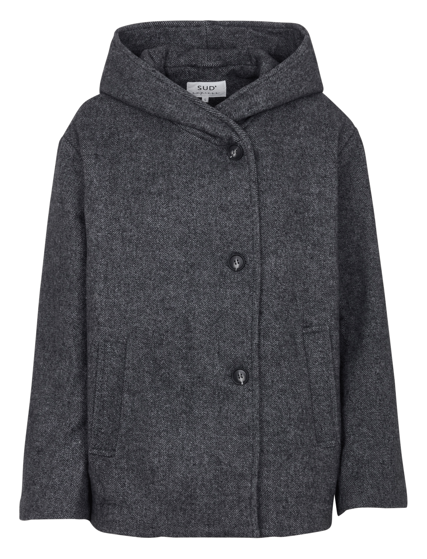 Straight-fit jas van wolmix met capuchon SUD EXPRESS Grijs