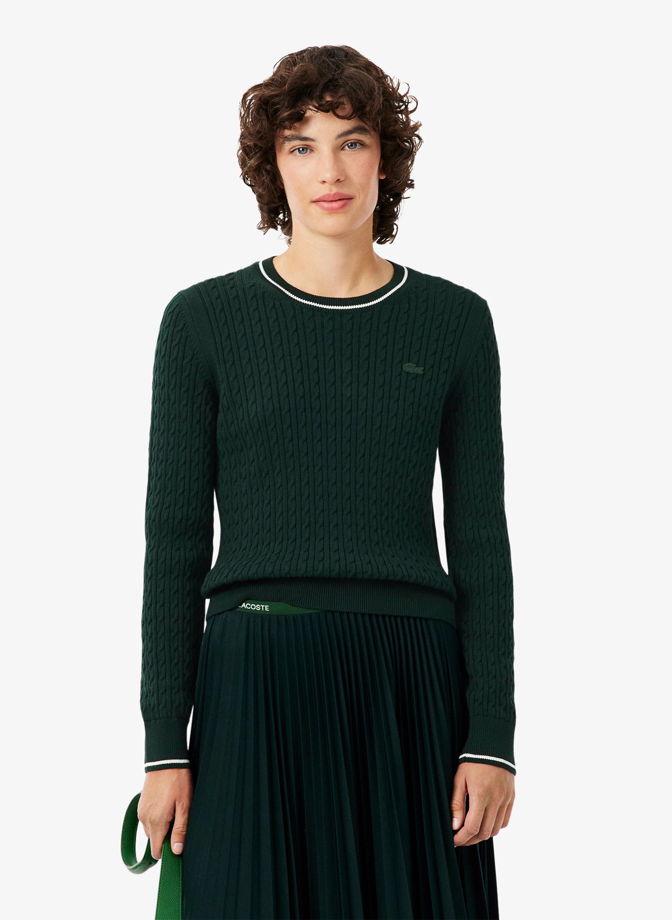 Pull droit en coton mélangé LACOSTE Vert