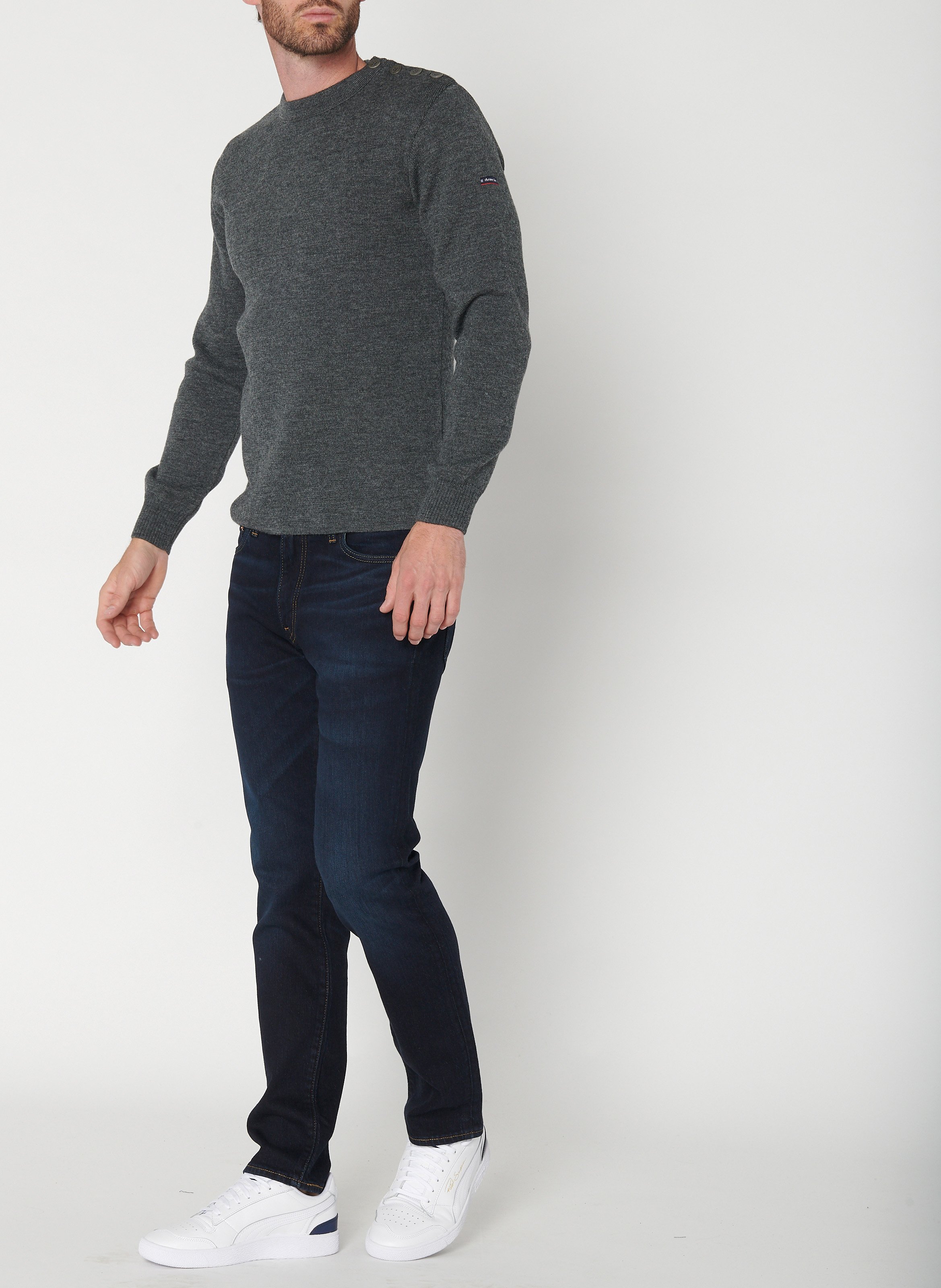 Rundhalspullover aus Wolle, Regular Fit ARMOR LUX Grau