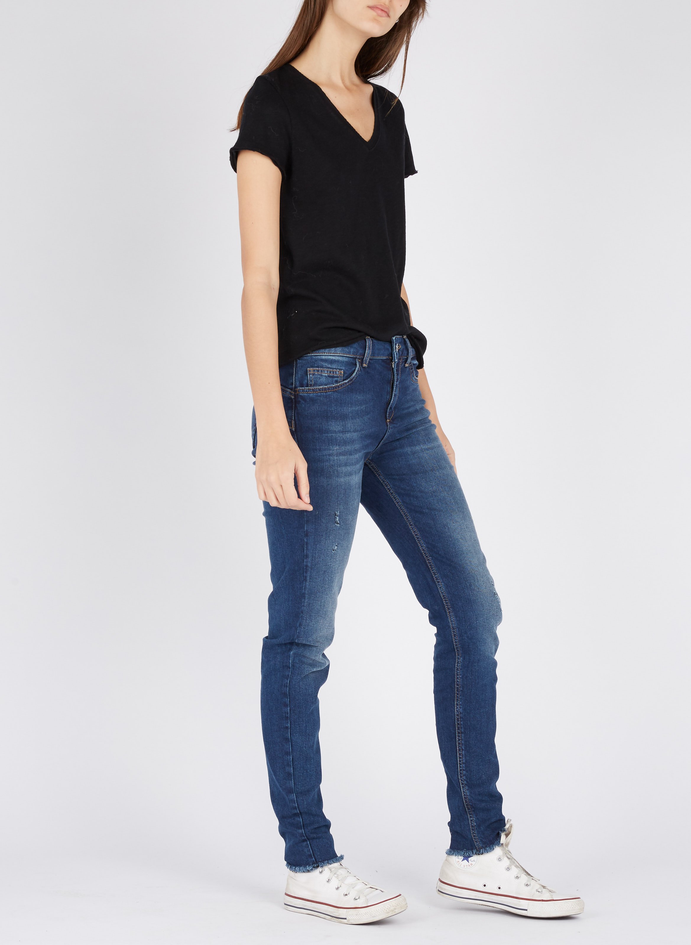 V-neck cotton T-shirt AMERICAN VINTAGE Black