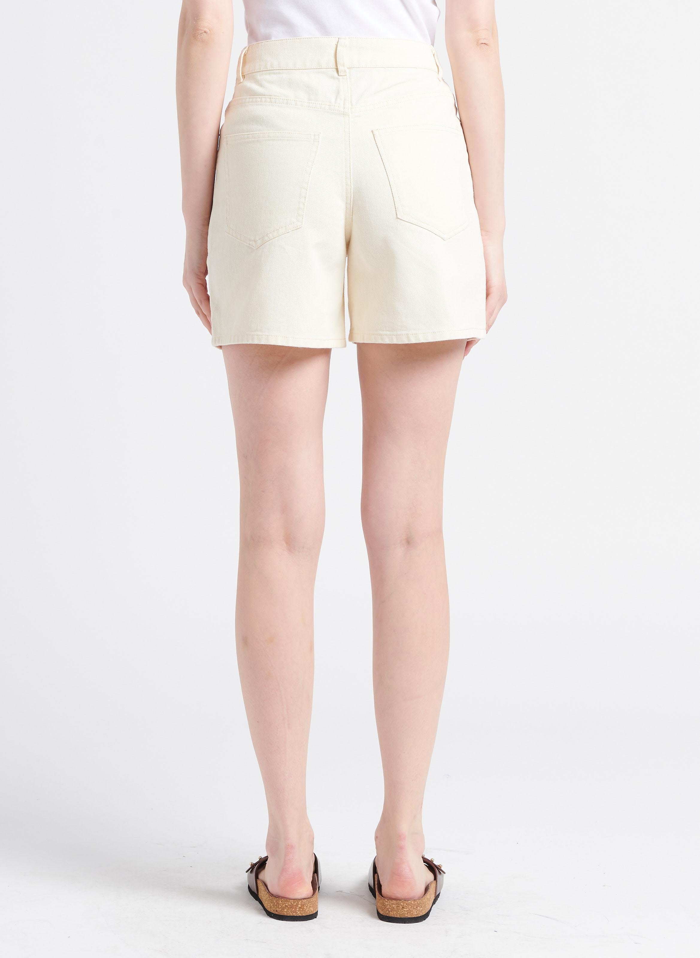 Short en jean taille haute PIECES Gris