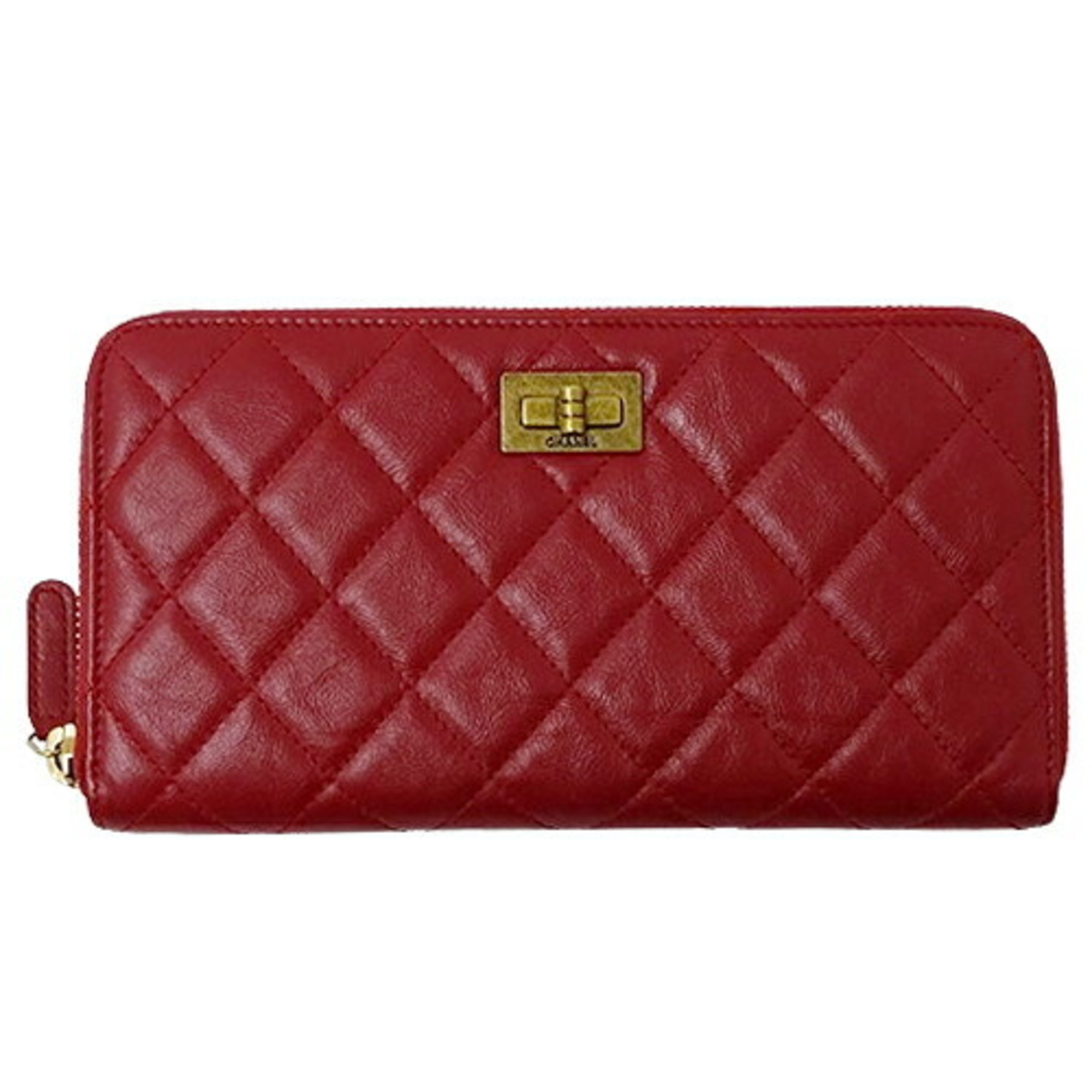 Portefeuille Zip Around Wallet Rouge Chanel Seconde Main Femme