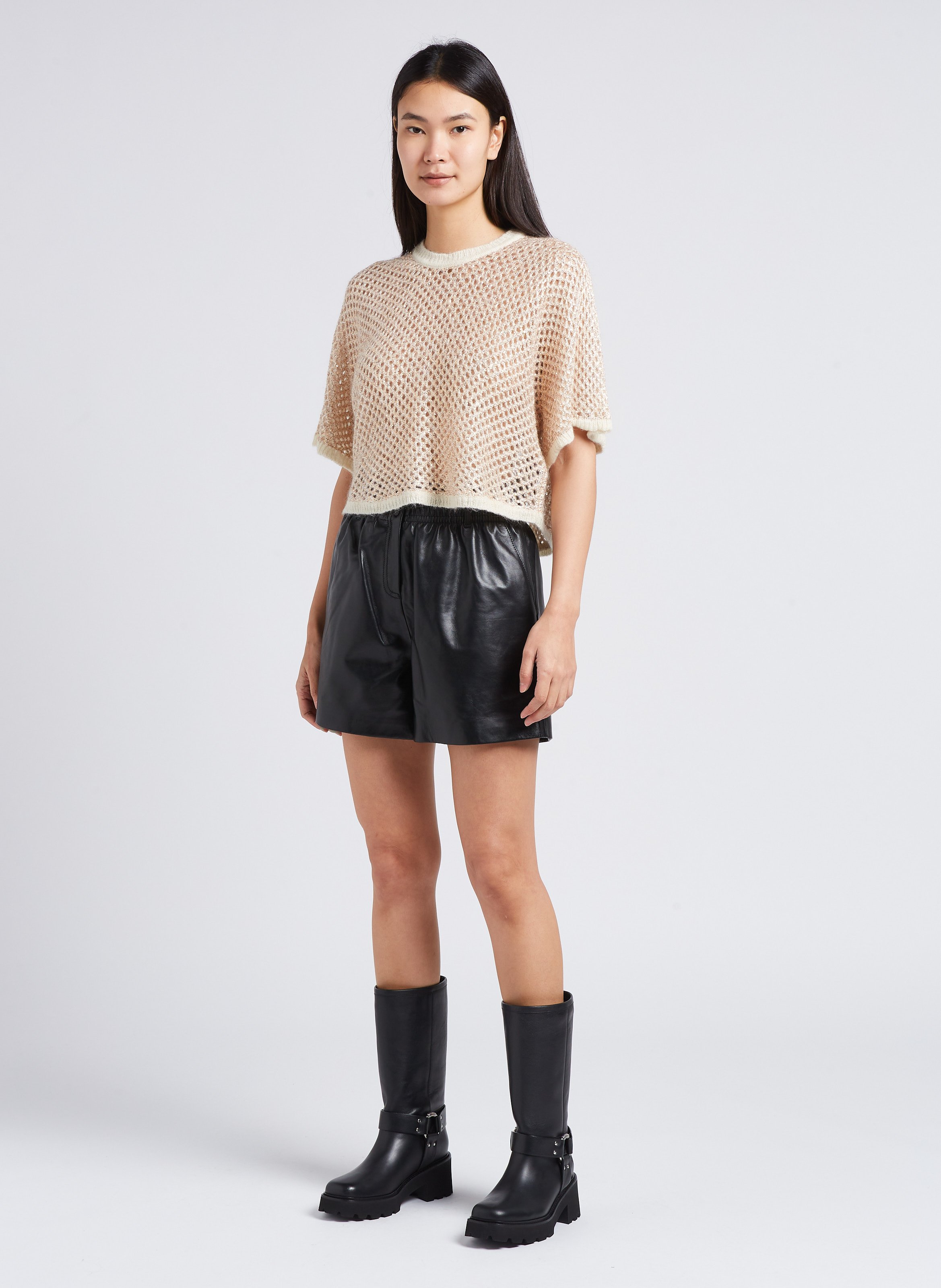 High-waisted leather shorts BA&SH Black