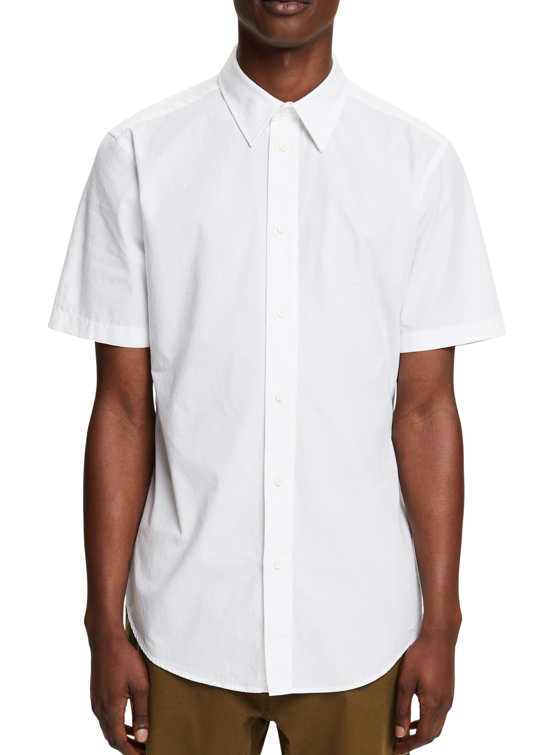 Regular-fit cotton shirt with classic collar ESPRIT White