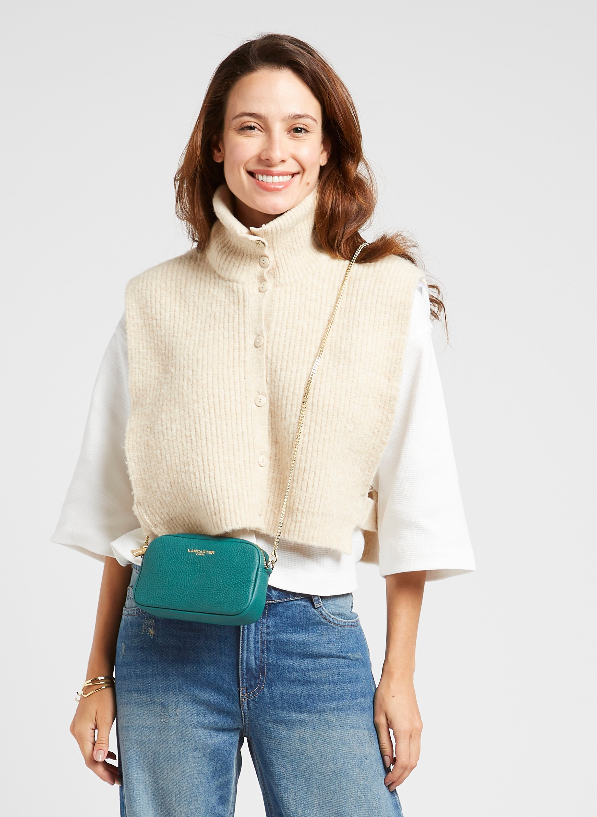 Mini Umhängetasche aus Leder LANCASTER PARIS Grun