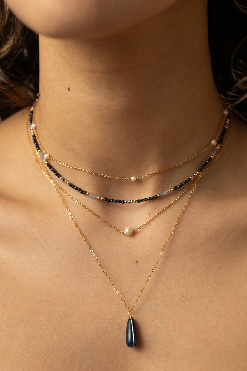 Double necklace-bracelet - azure YAY Blue