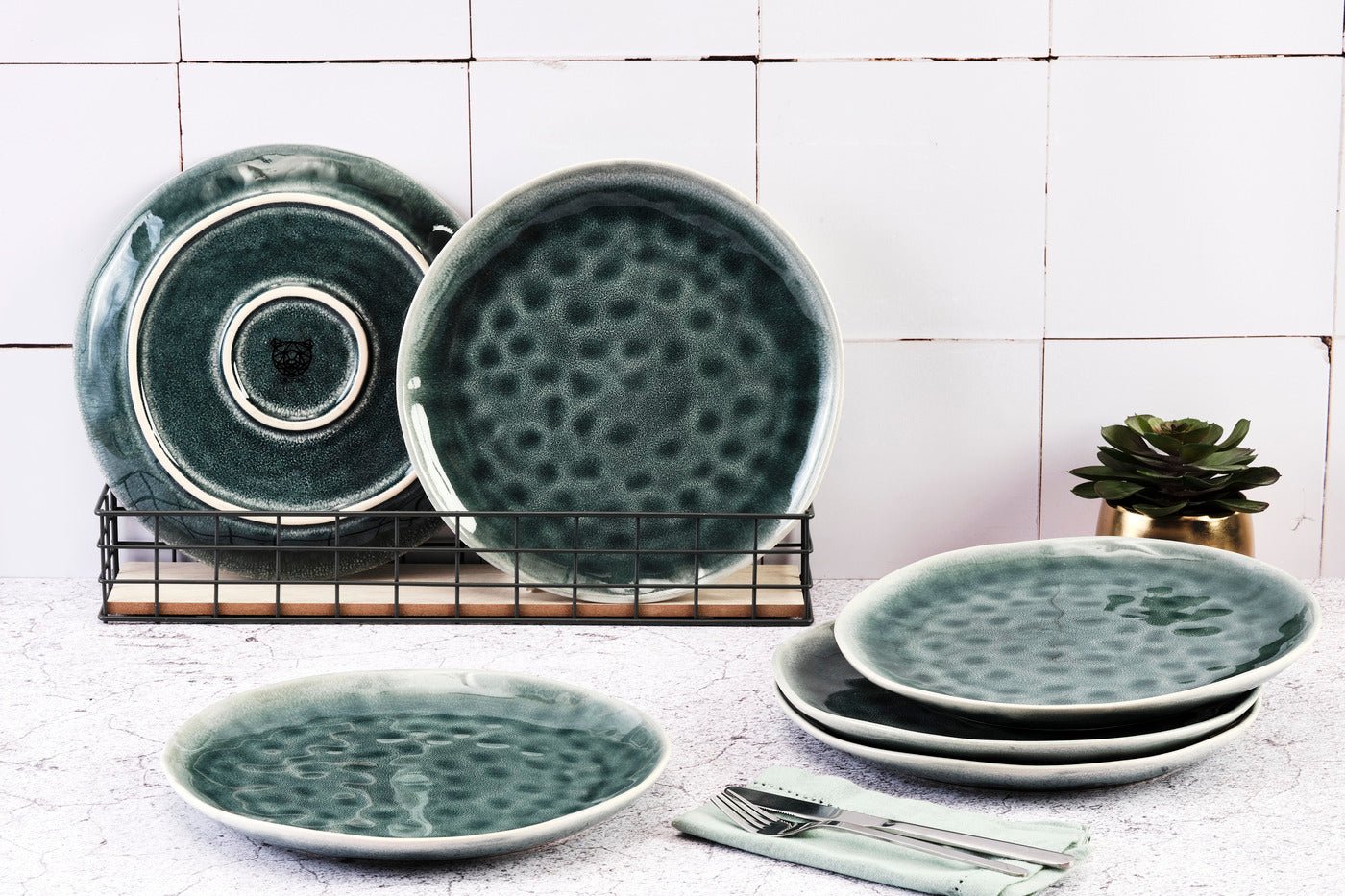 Moon plate ø28.5 cm - 6 pieces - petrol BJORN Blue