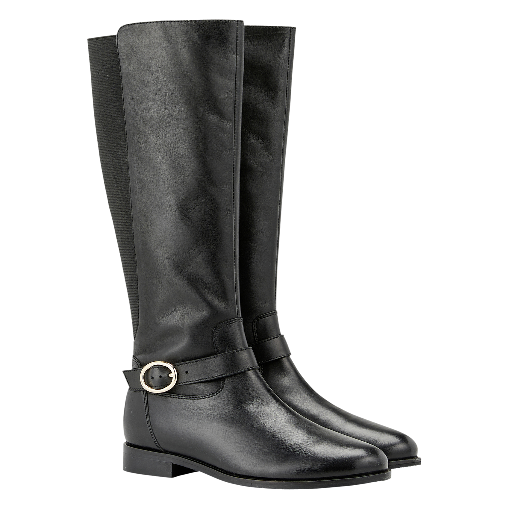 Flat leather riding boots COSMOPARIS Black
