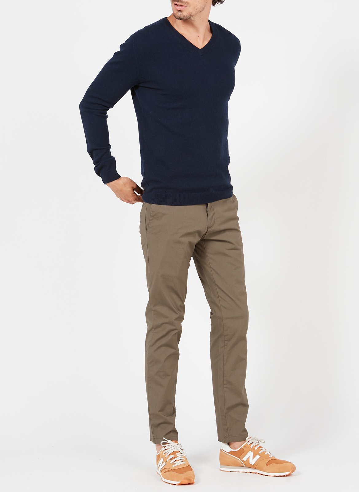 Pull col V en cachemire AU PRINTEMPS PARIS Bleu