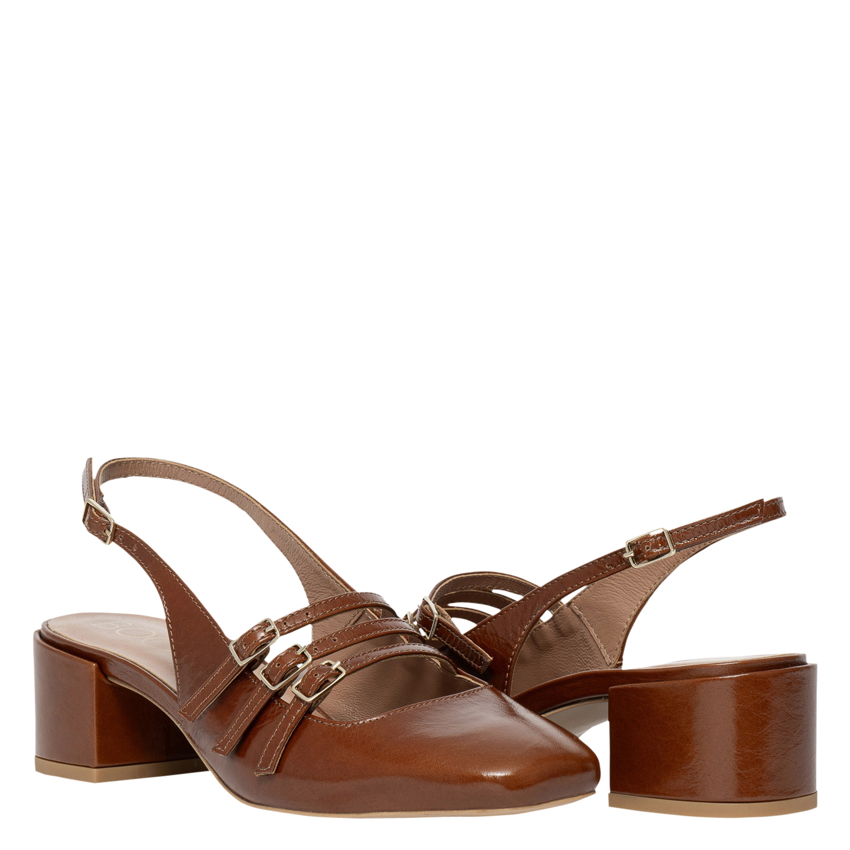 Leather babies sling back BOCAGE Brown