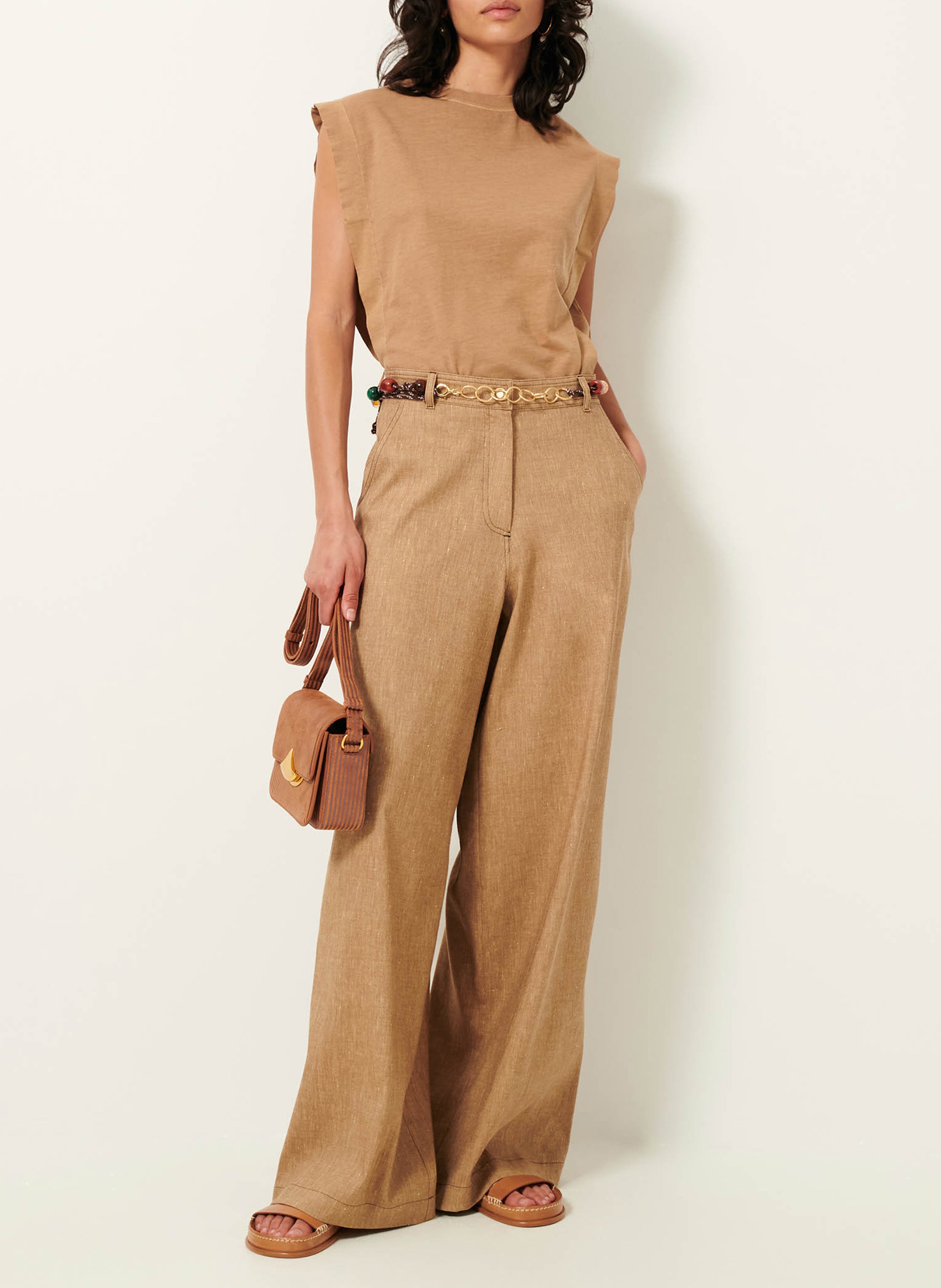 Round-neck cotton T-shirt SESSUN Beige