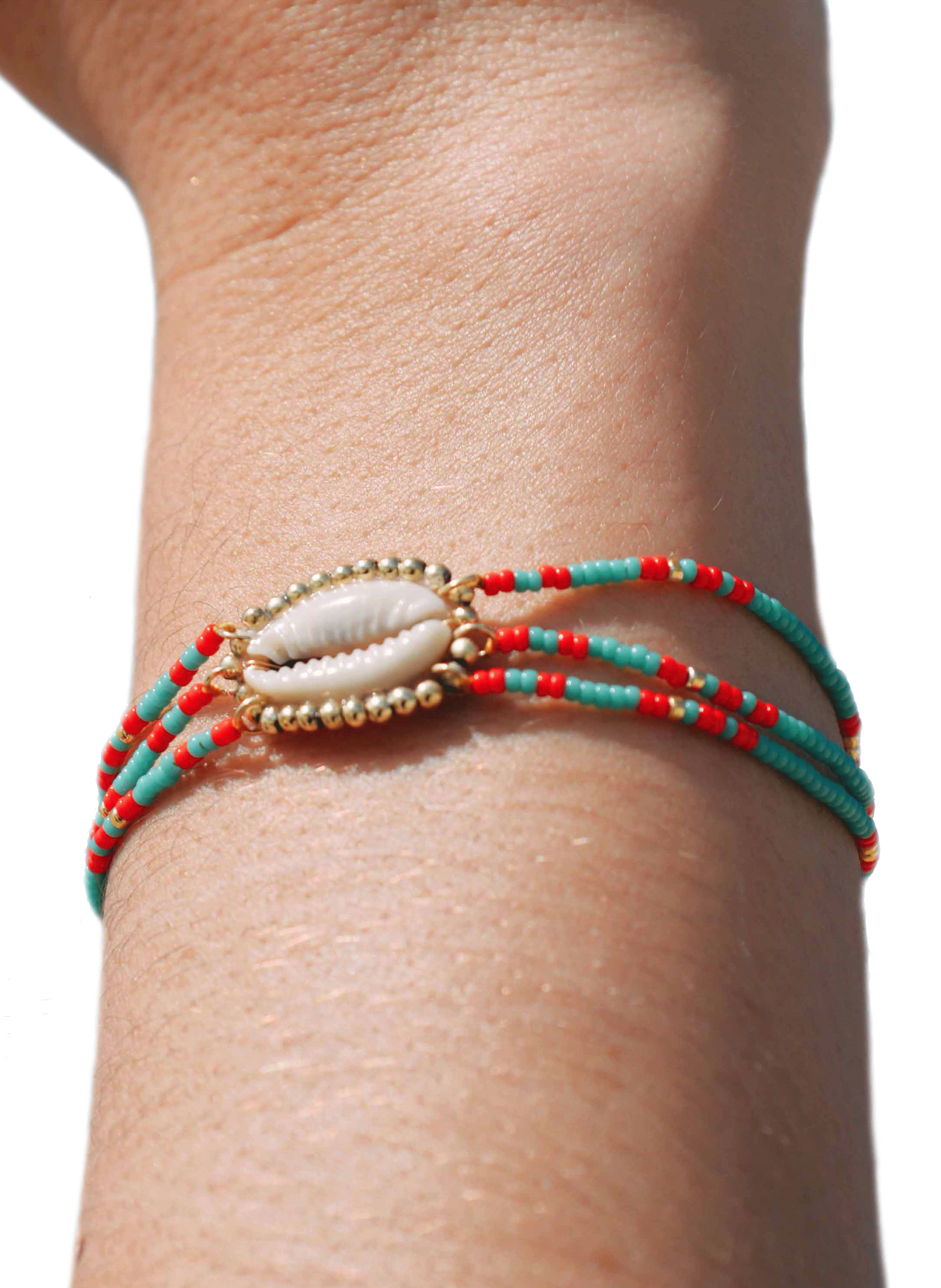 Adjustable bracelet with beads and central cabochon HIPANEMA Blue