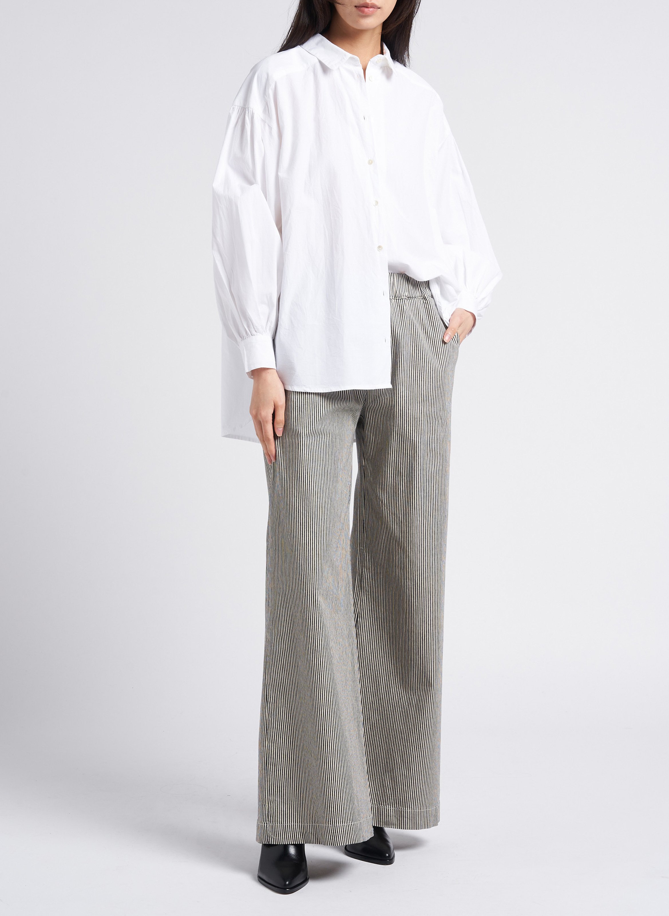 Loose-fit cotton shirt with classic collar BY BAR White