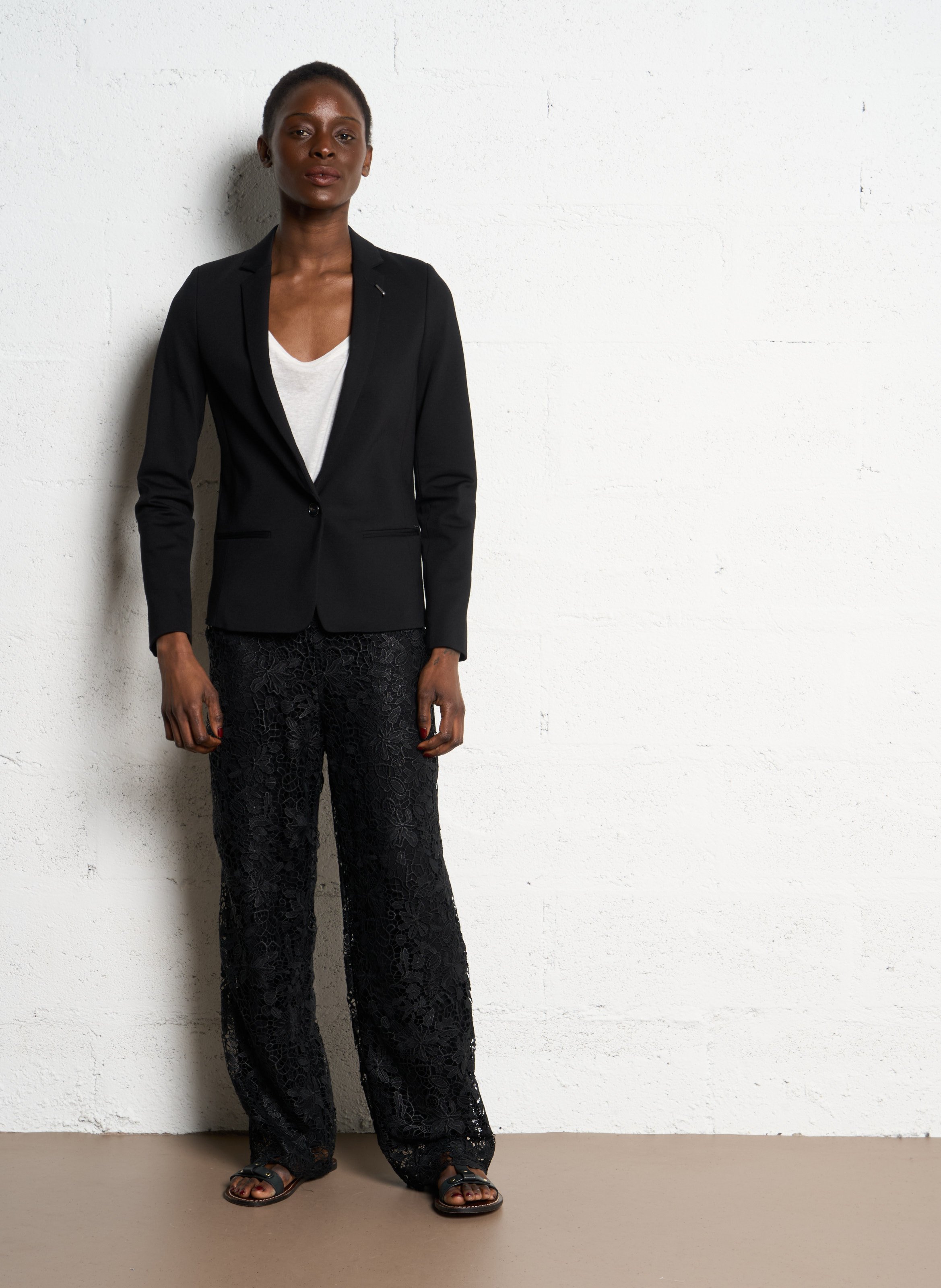 Gedetailleerde blazer van corduroy Zwart