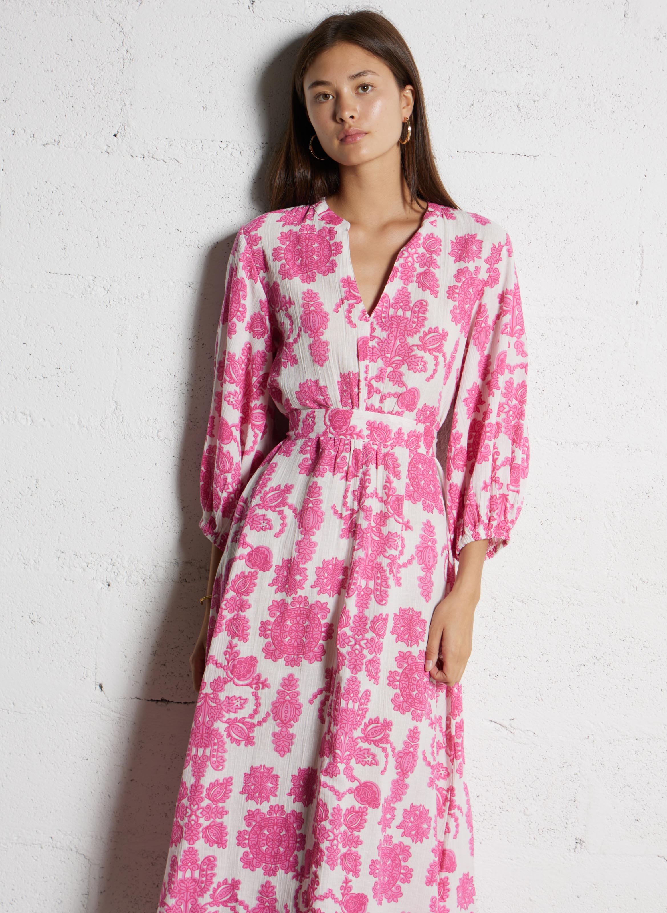 Robe longue en coton mélangé MAISON 123 Rose