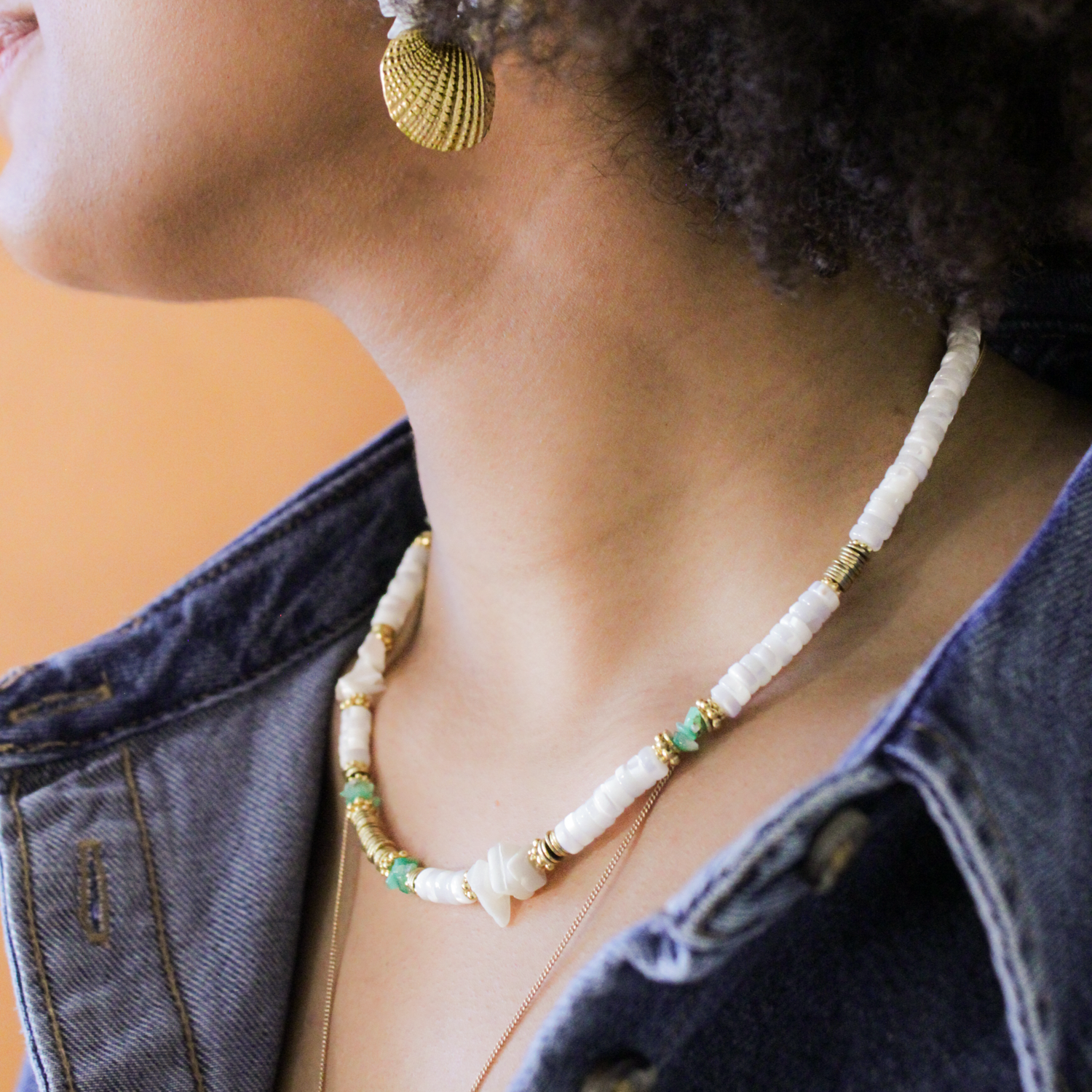 Collier heishi et crunchs - eve L'ATELIER DES DAMES Doré