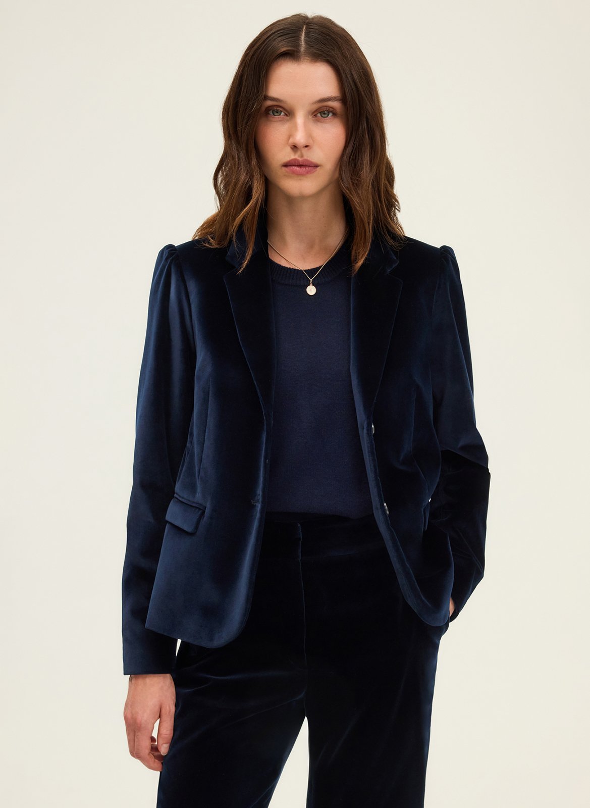 Veste de tailleur en velours PABLO Bleu