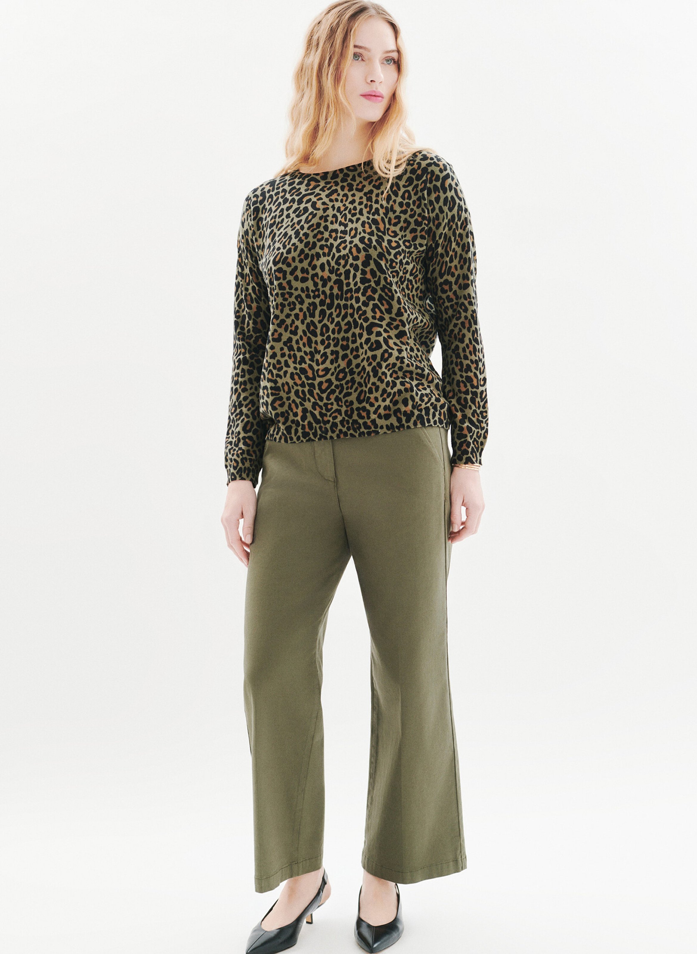 Pull à motif léopard CAROLL Vert
