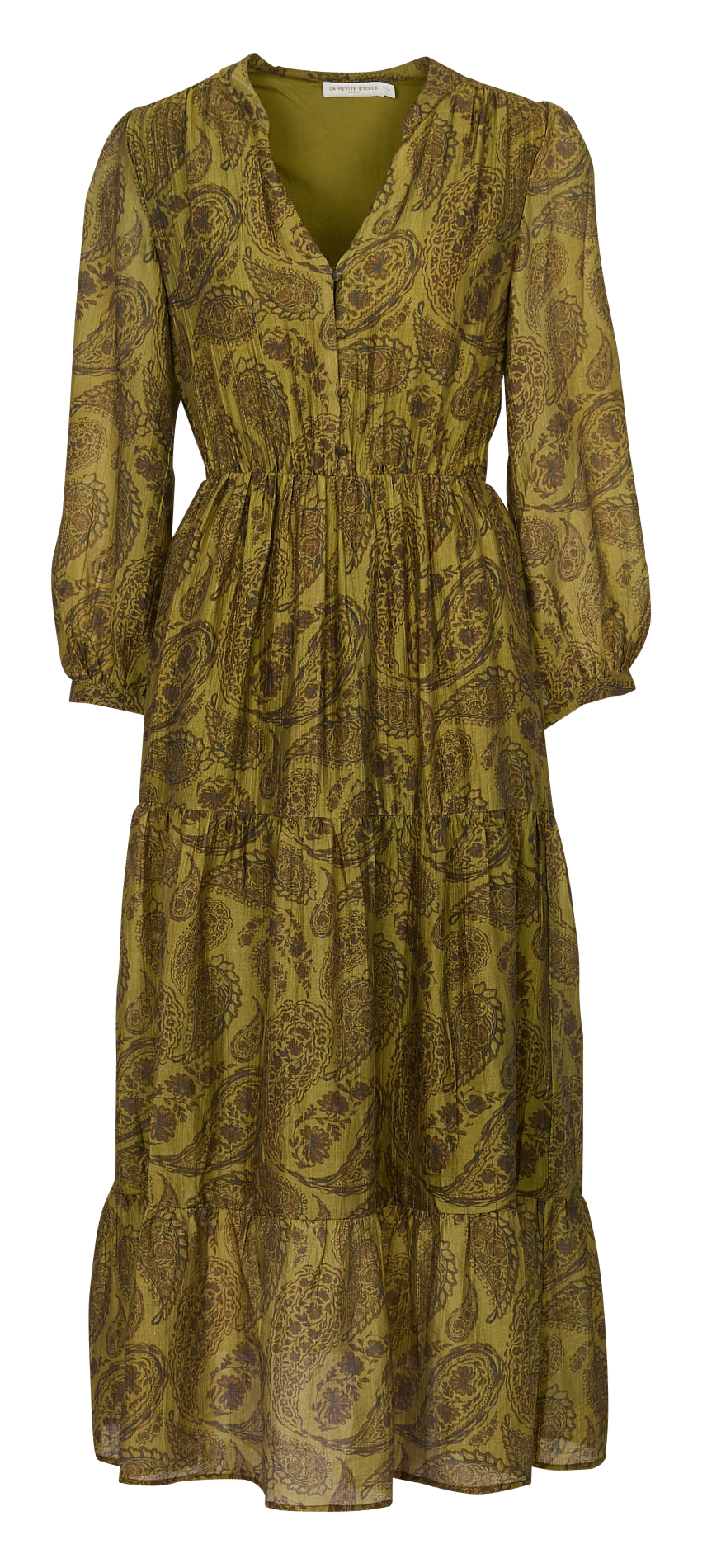 Lange getailleerde jurk met V-hals LA PETITE ETOILE Veelkleurig