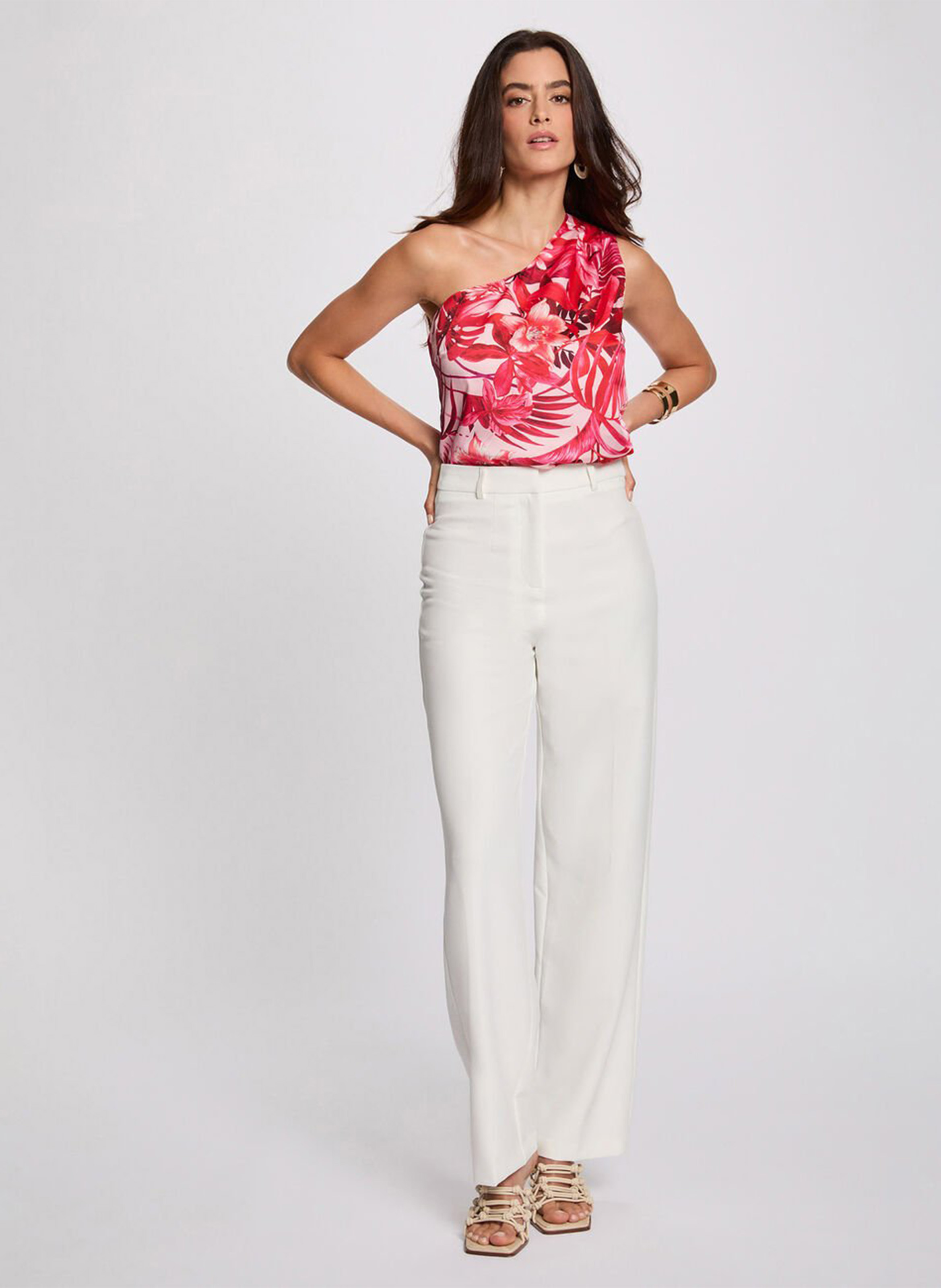 Pantalon droit à pinces Blanc