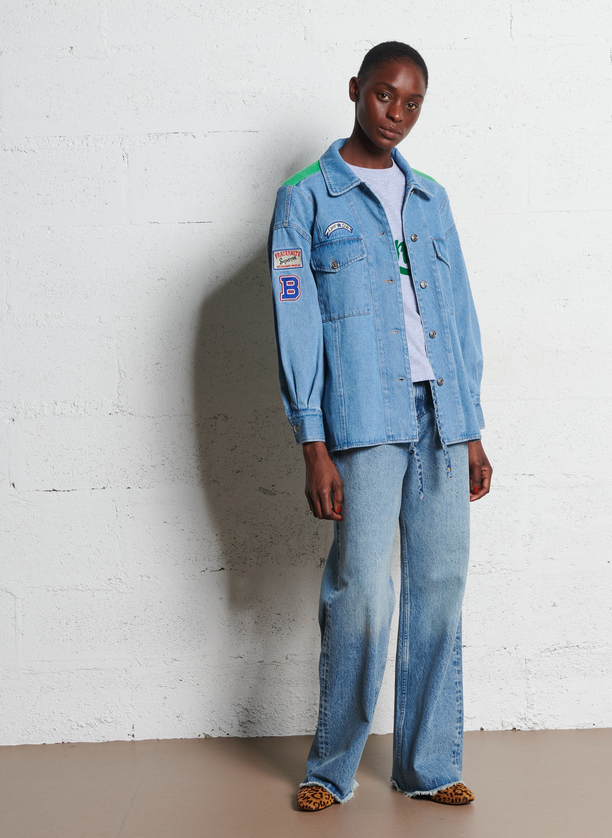 Surchemise col classique en denim de coton BERENICE Bleu