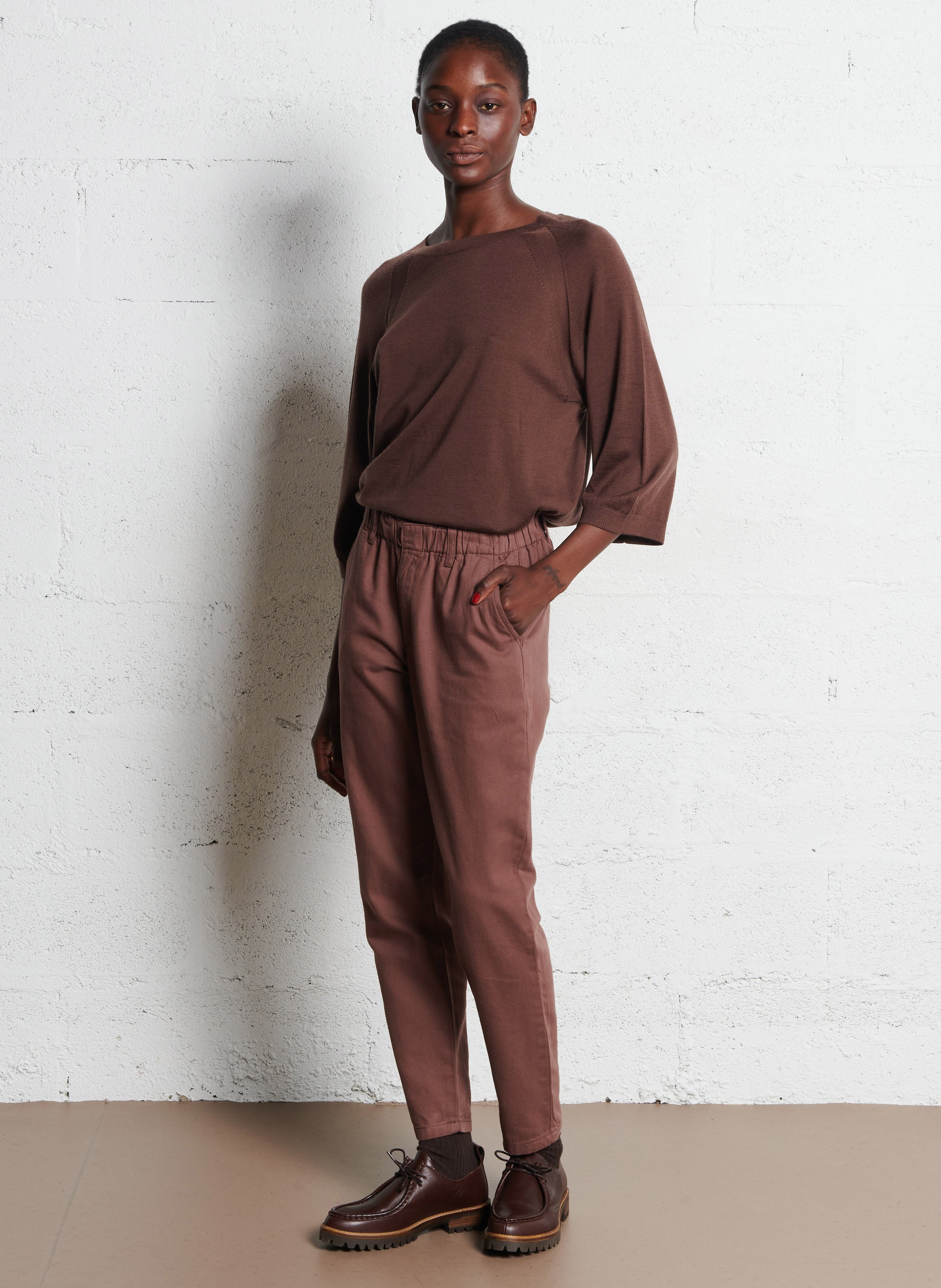 7/8 cotton chinos MAISON 123 Brown