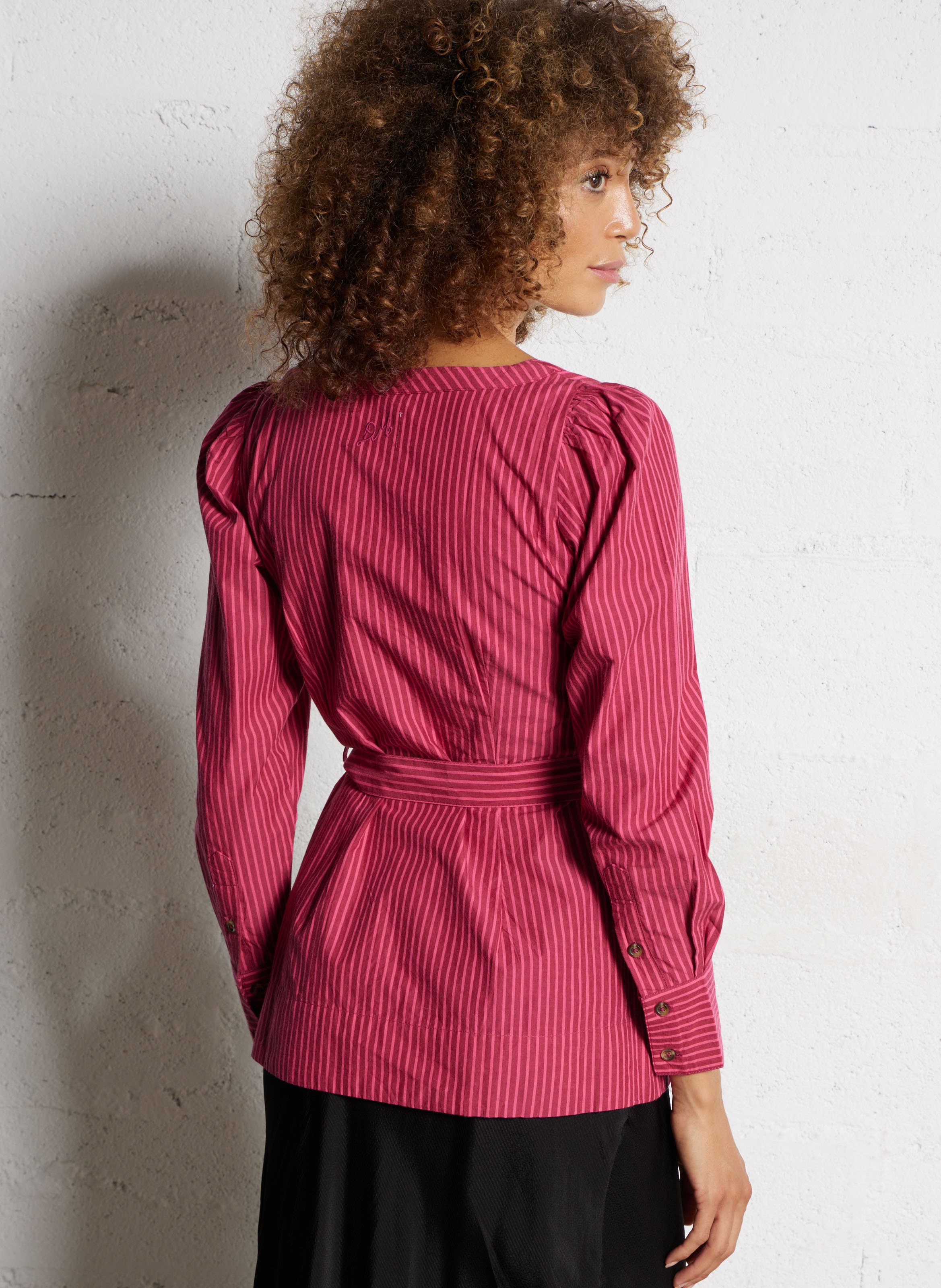 Fitted striped organic cotton shirt DAMSON MADDER Plums