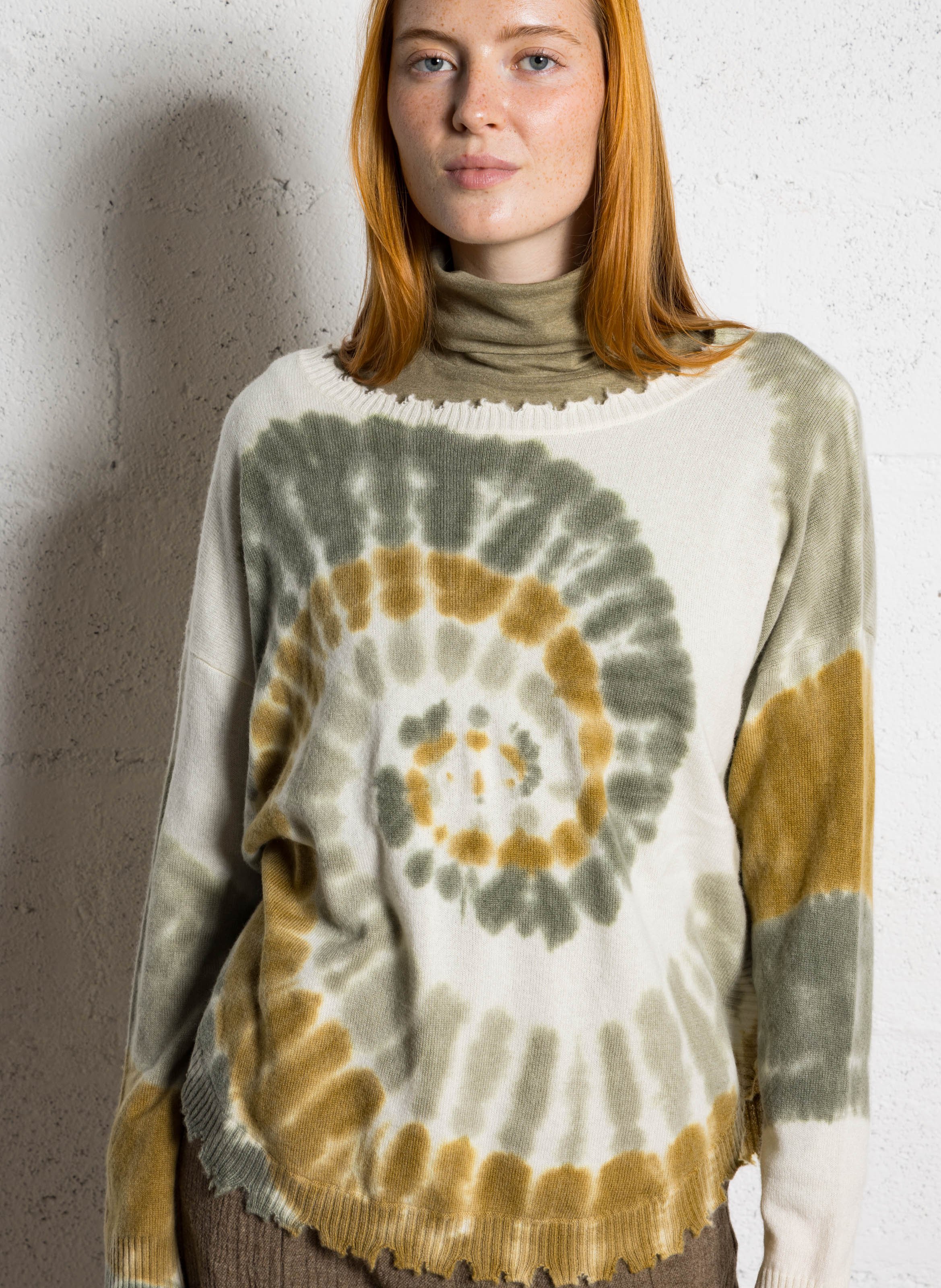 Pull tie-and-dye en cachemire KUJTEN Jaune