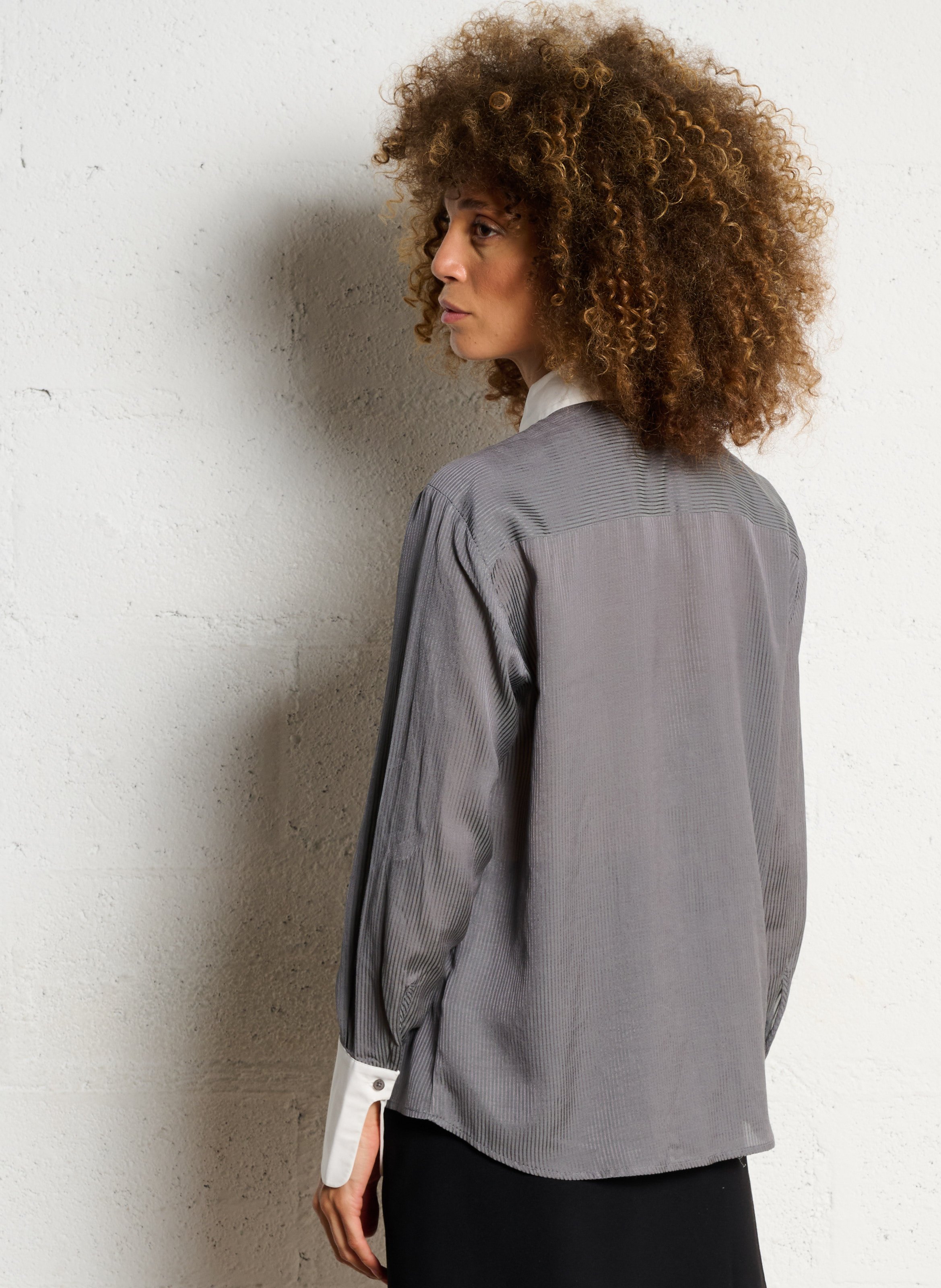 Striped shirt with classic collar IKKS Grey