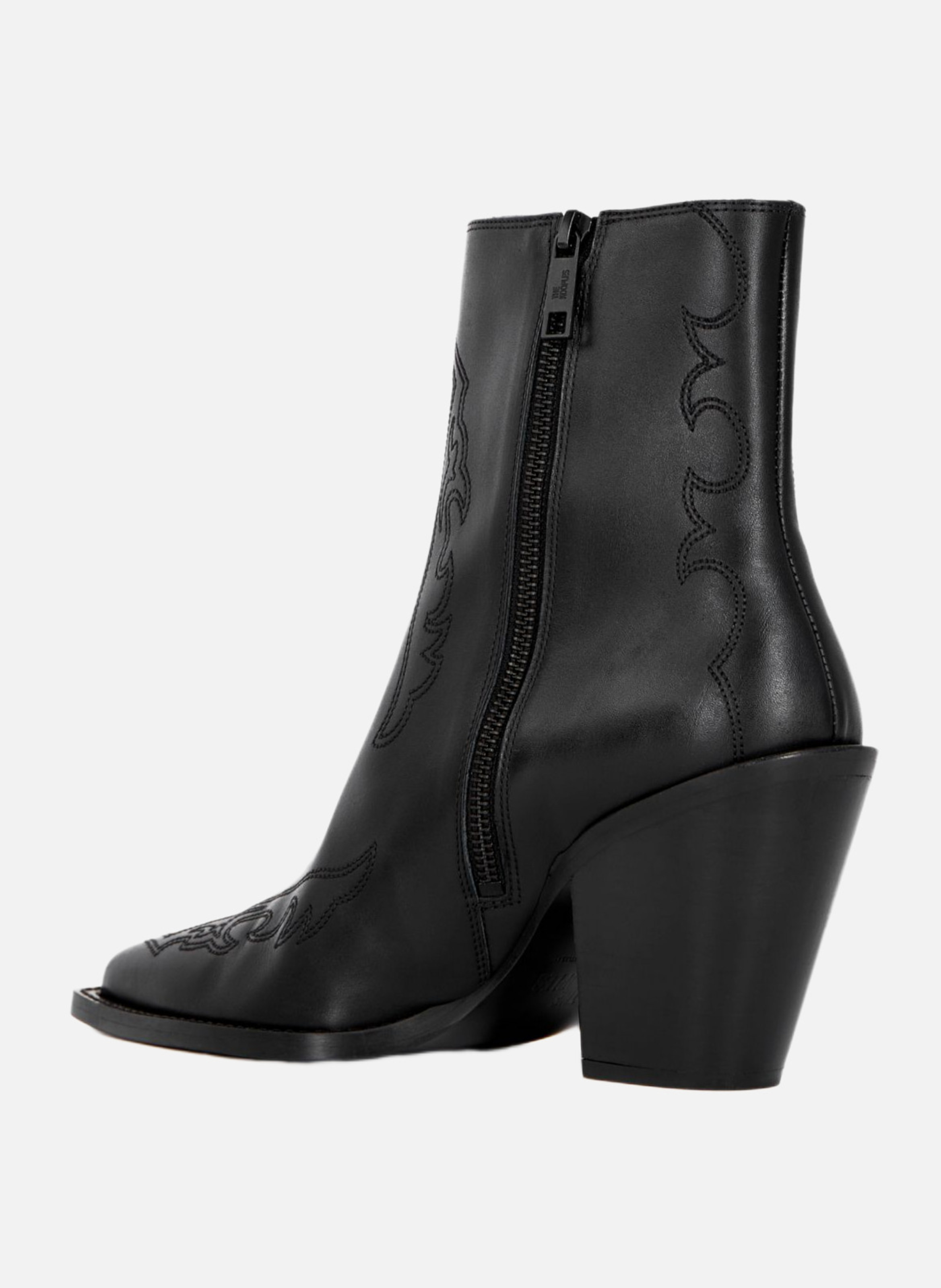 Leather ankle boots with embroidery THE KOOPLES Black
