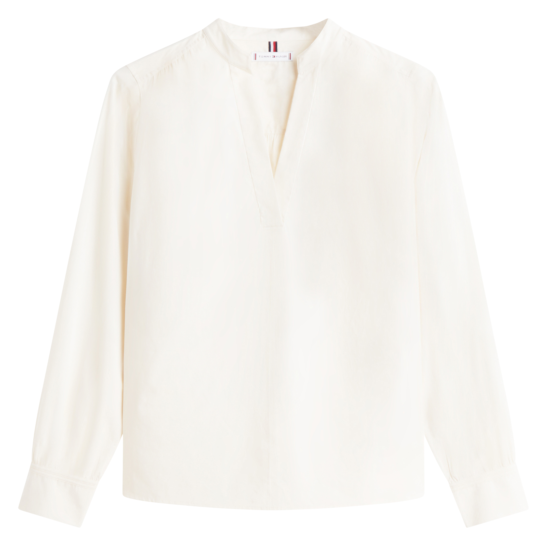 Straight blouse with Tunisian collar in organic cotton TOMMY HILFIGER Beige