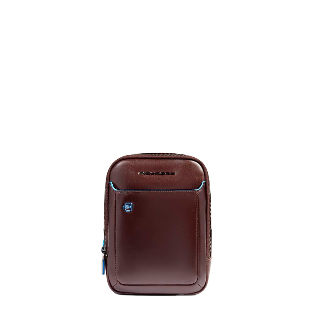 Men's leather shoulder bag for iPad® mini with pocket for AirPods® and RFID protection PIQUADRO Brown