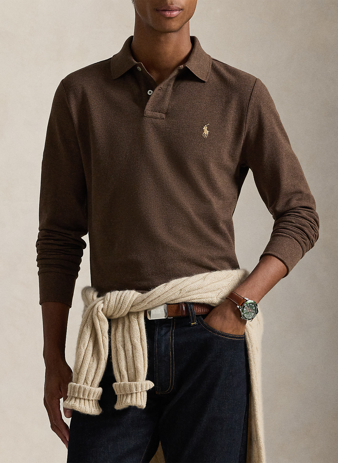 Regular-fit polo van piquékatoen met lange mouw POLO RALPH LAUREN