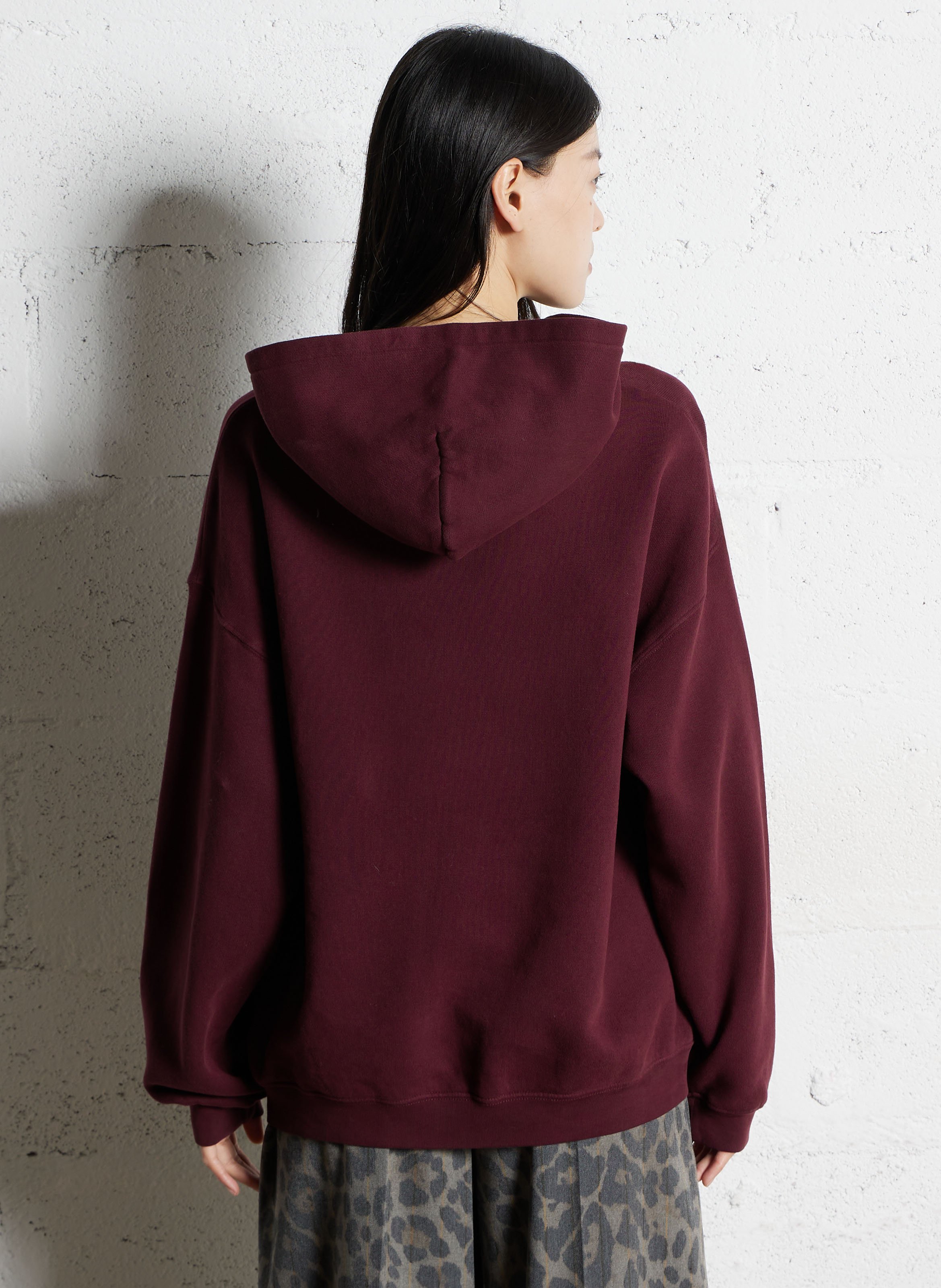 Sweat ample molletonné à capuche en coton AMERICAN VINTAGE Rouge