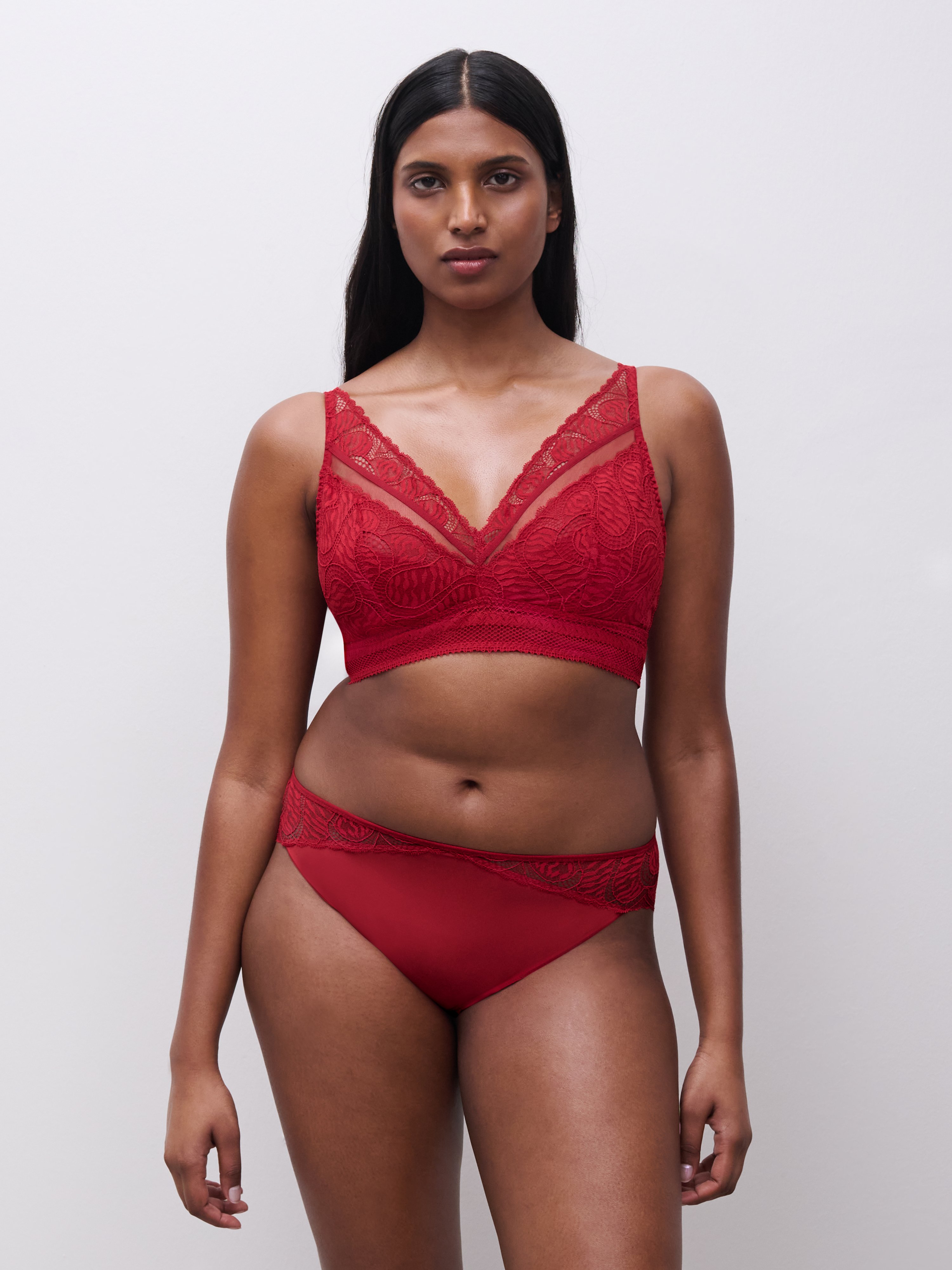 Non-wired support bra with cups CHANTELLE PULP Red